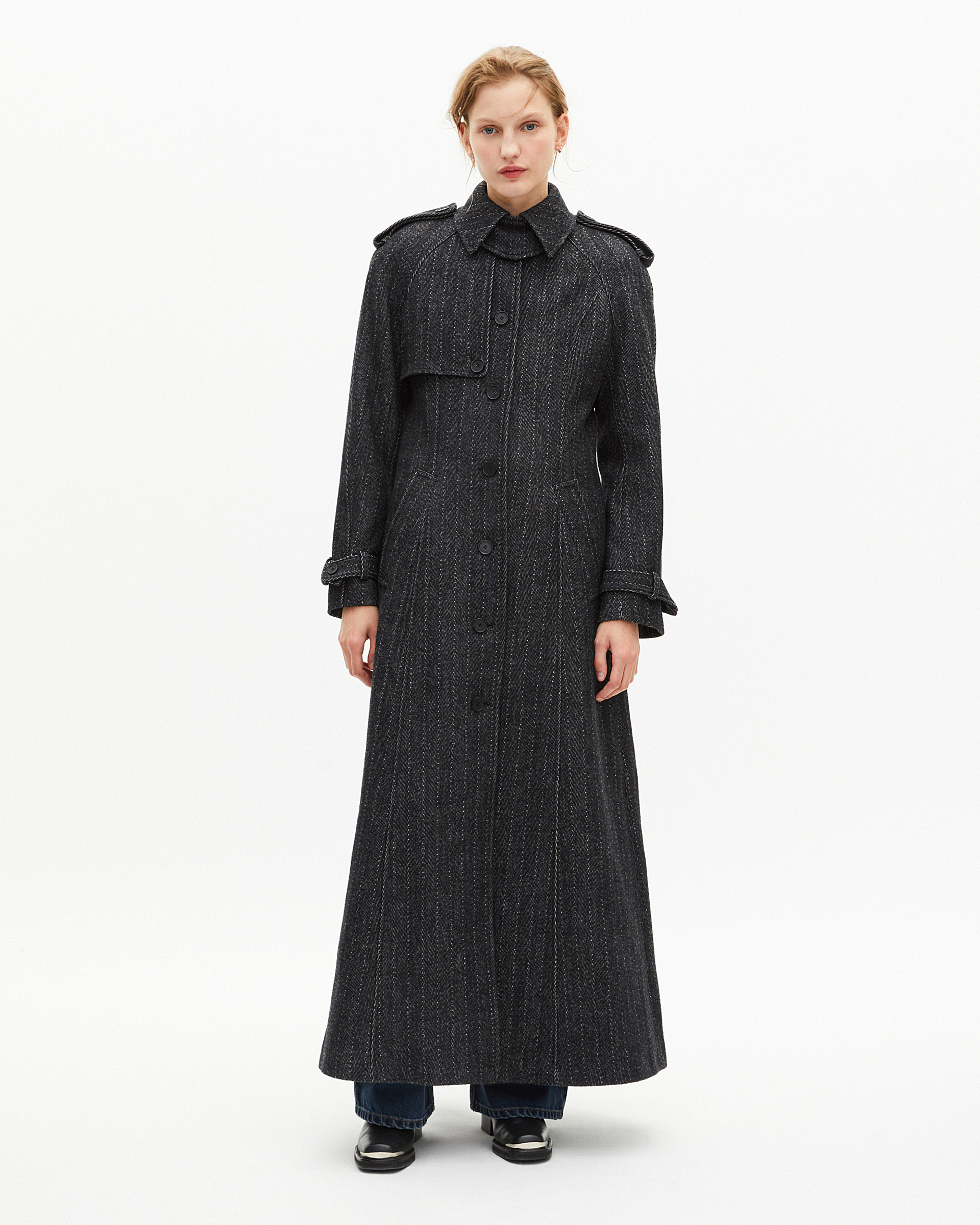 Long dark gray wool coat