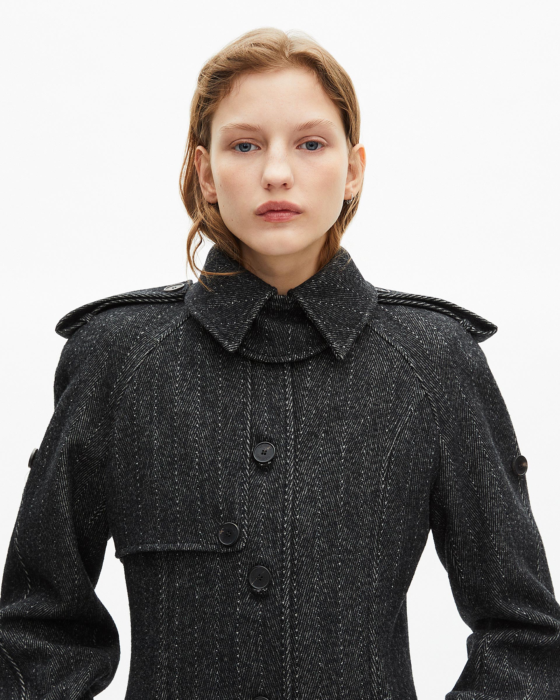 Long dark gray wool coat