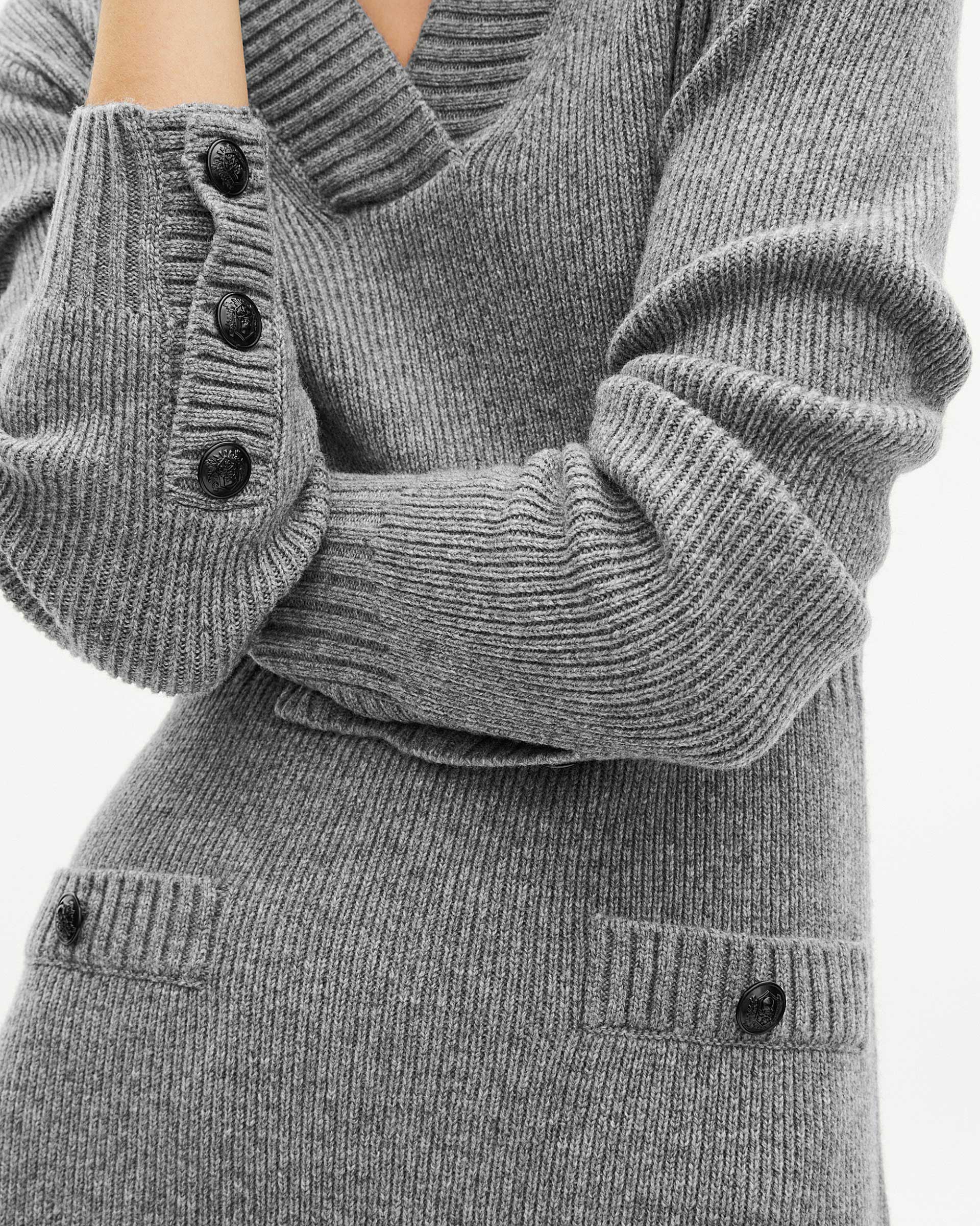 Long dress in grey wool
