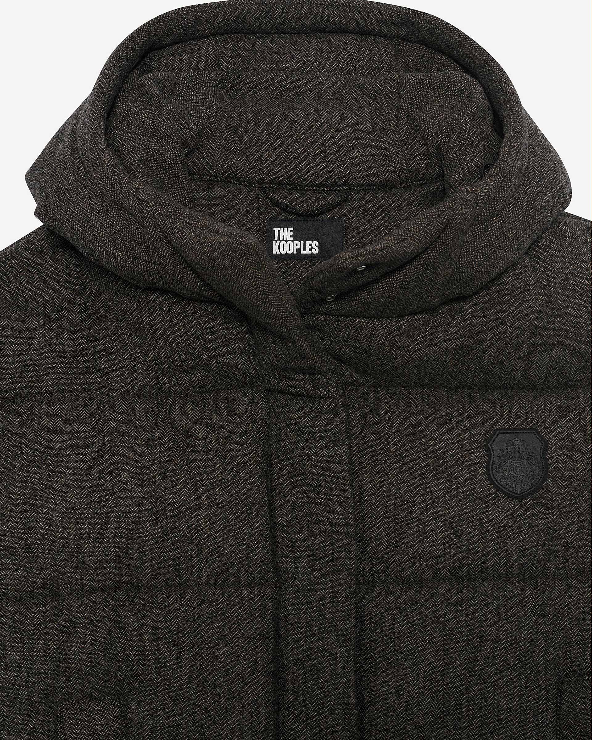 Short dark gray wool down jacket