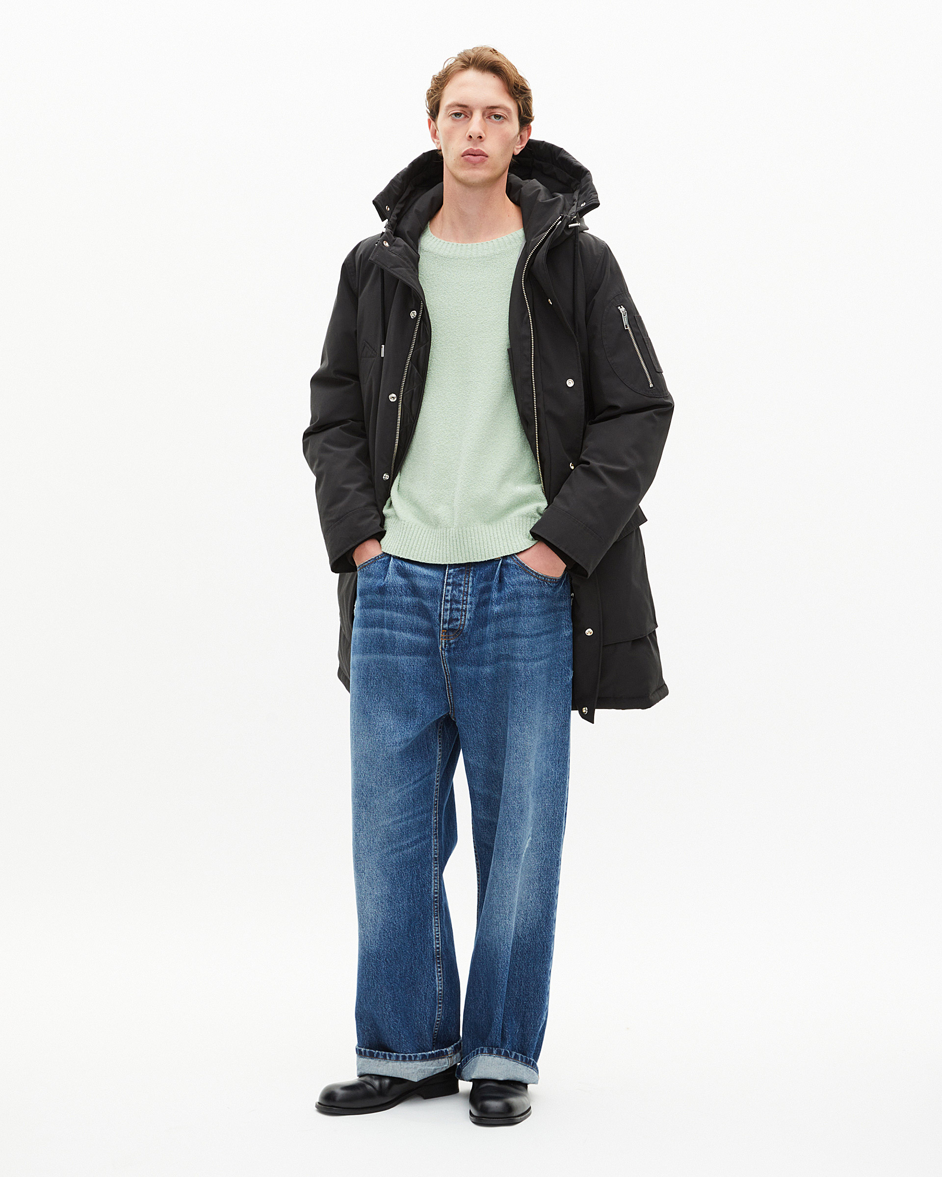 Grey water-repellent parka