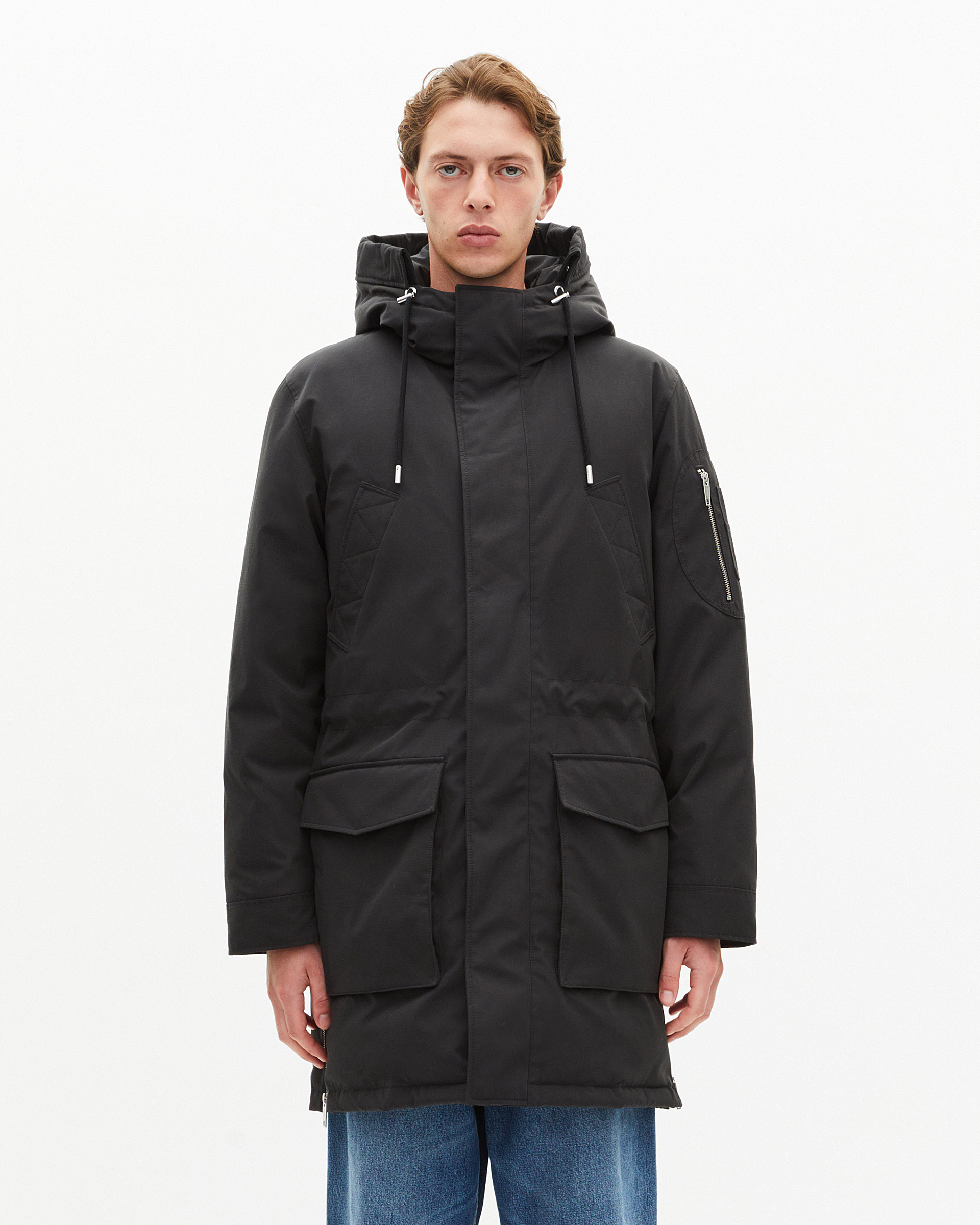 Grey water-repellent parka