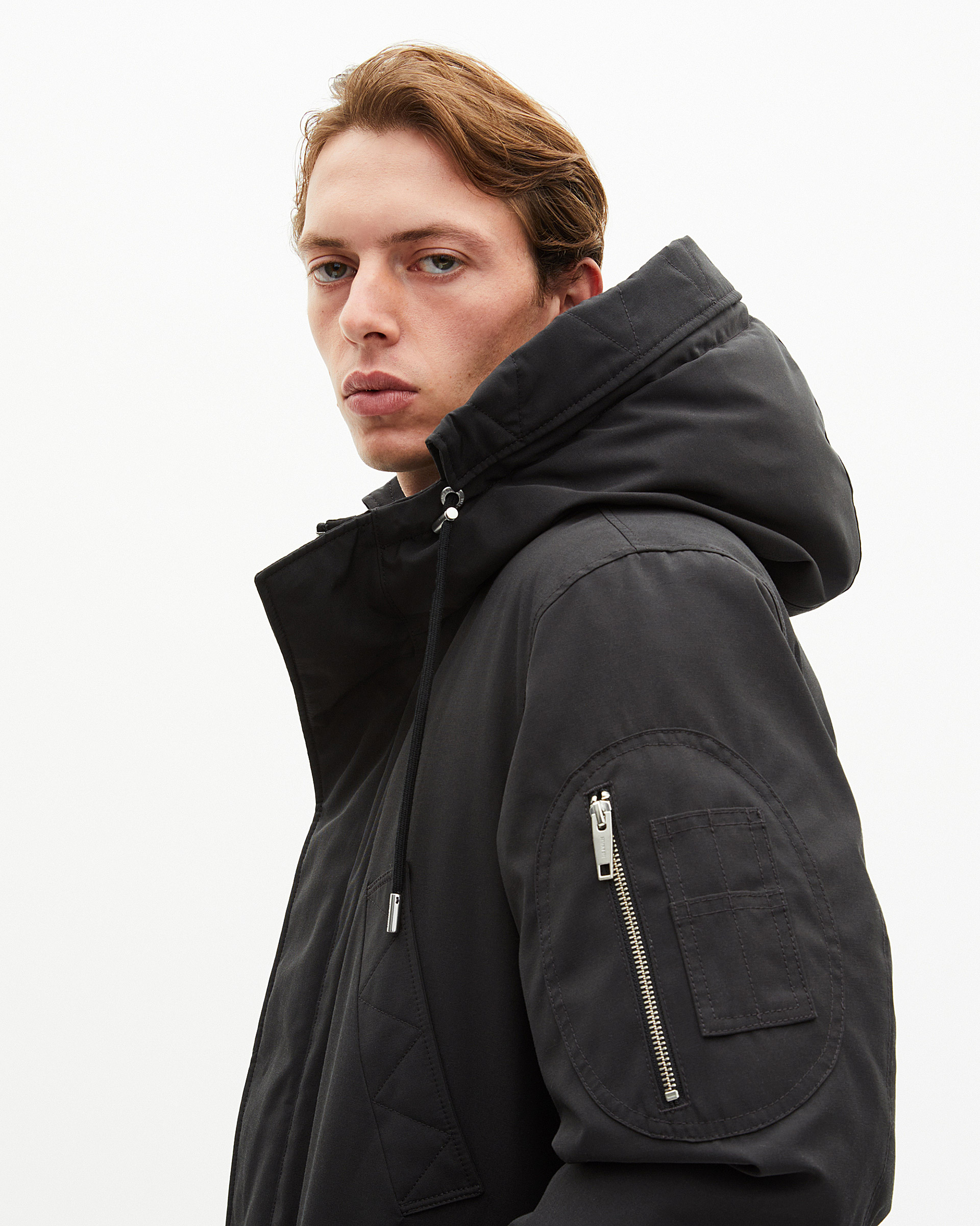 Grey water-repellent parka