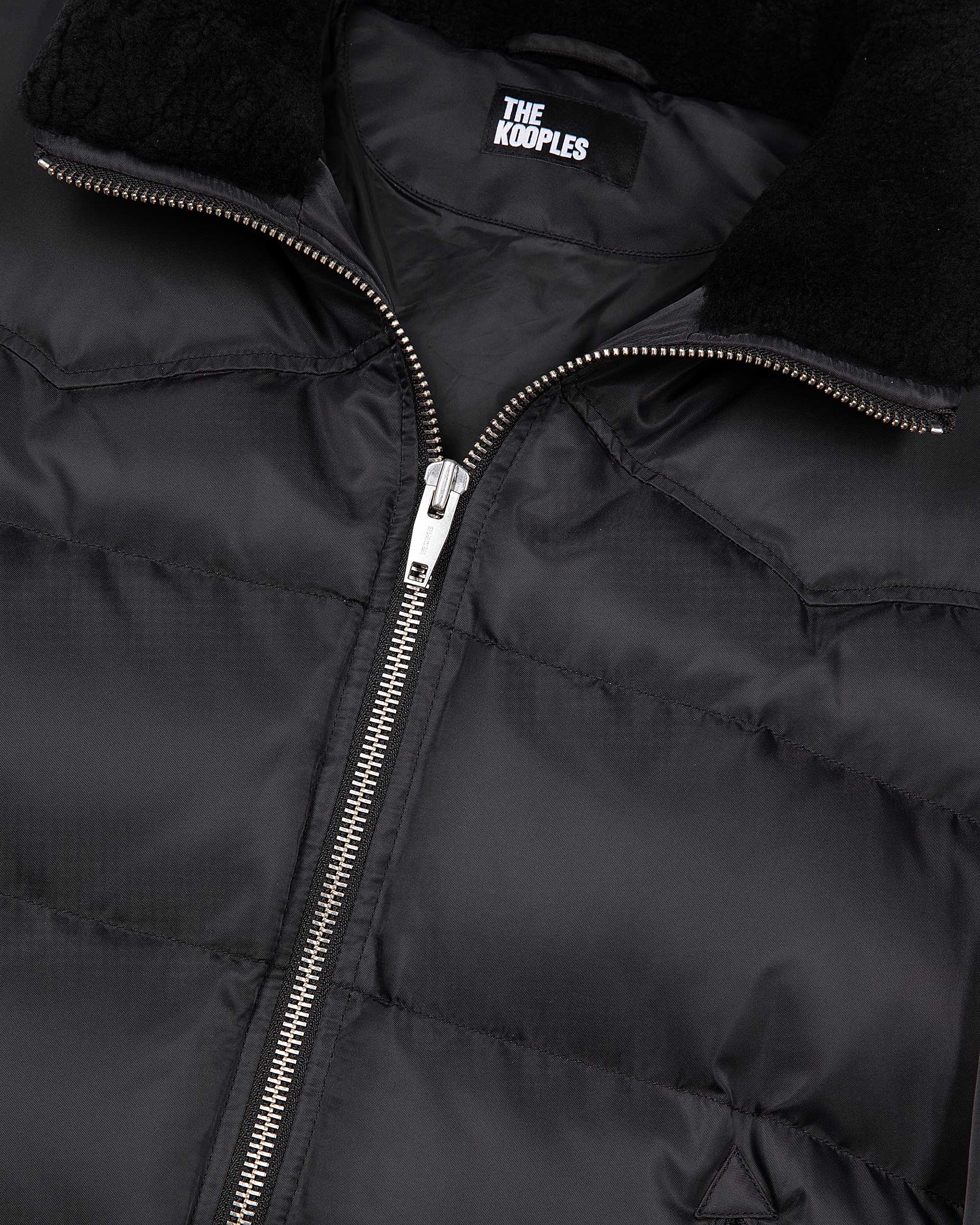 Down jacket with grey fur collar