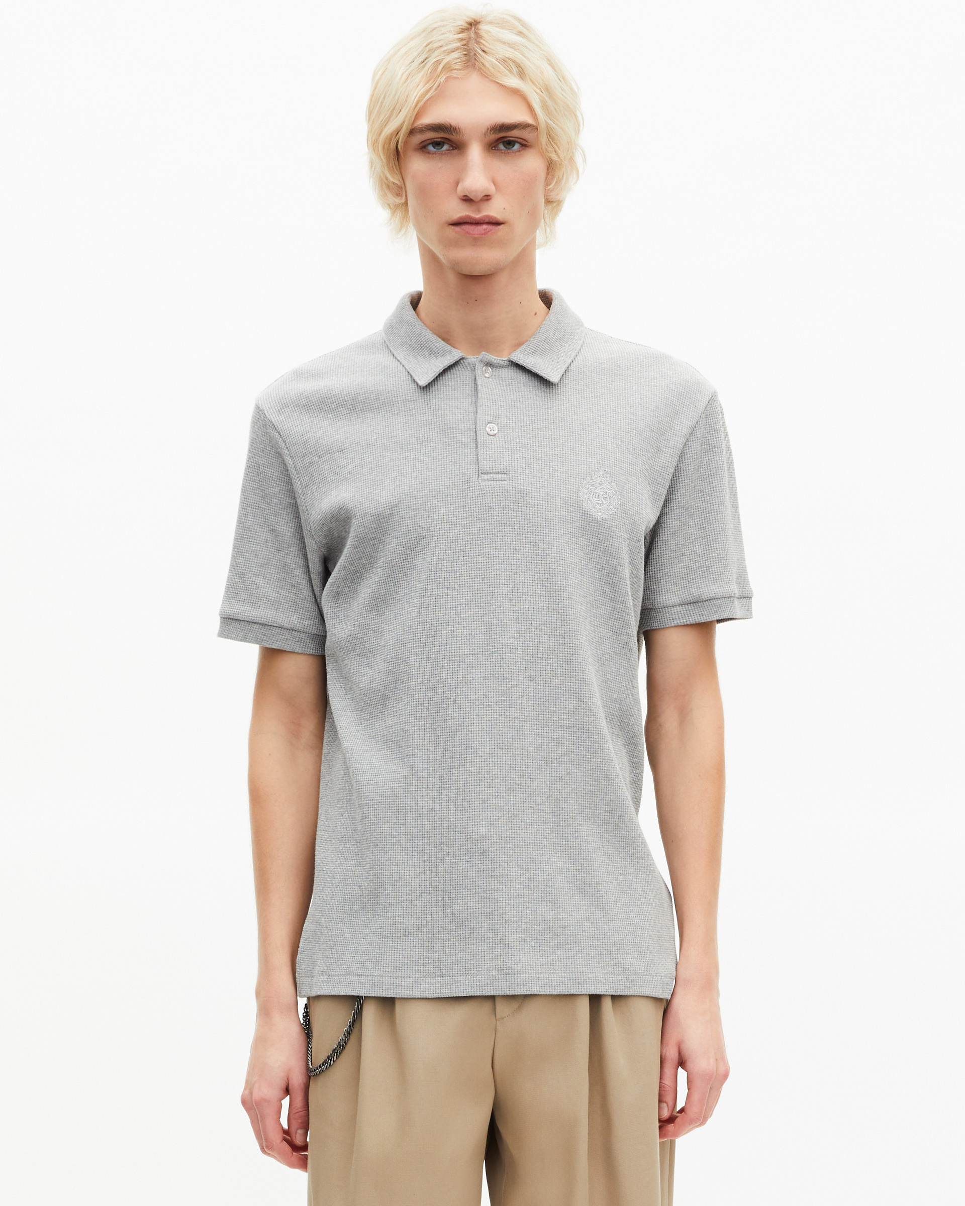 Honeycomb polo shirt with grey crest