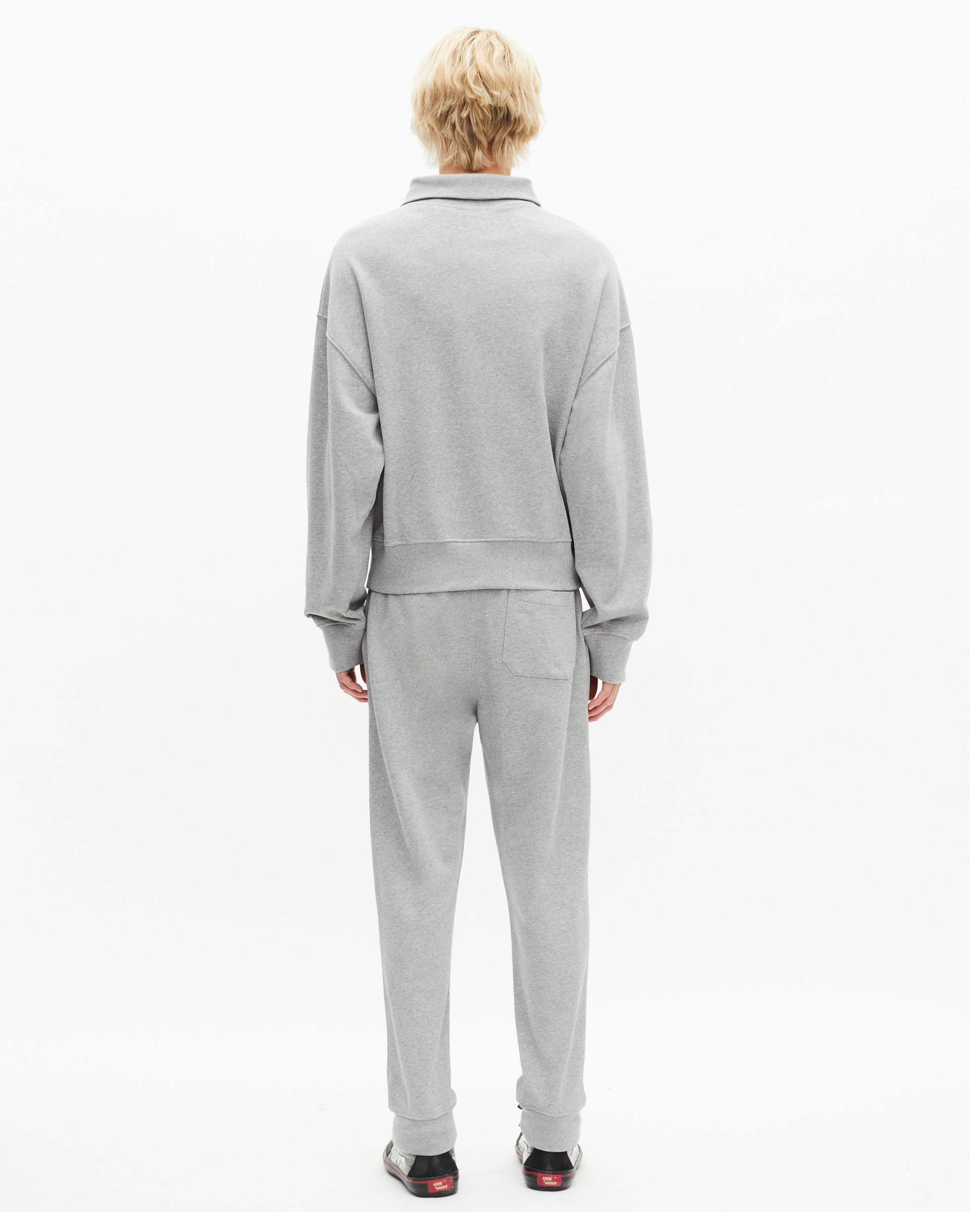 Grey trucker-neck sweatshirt