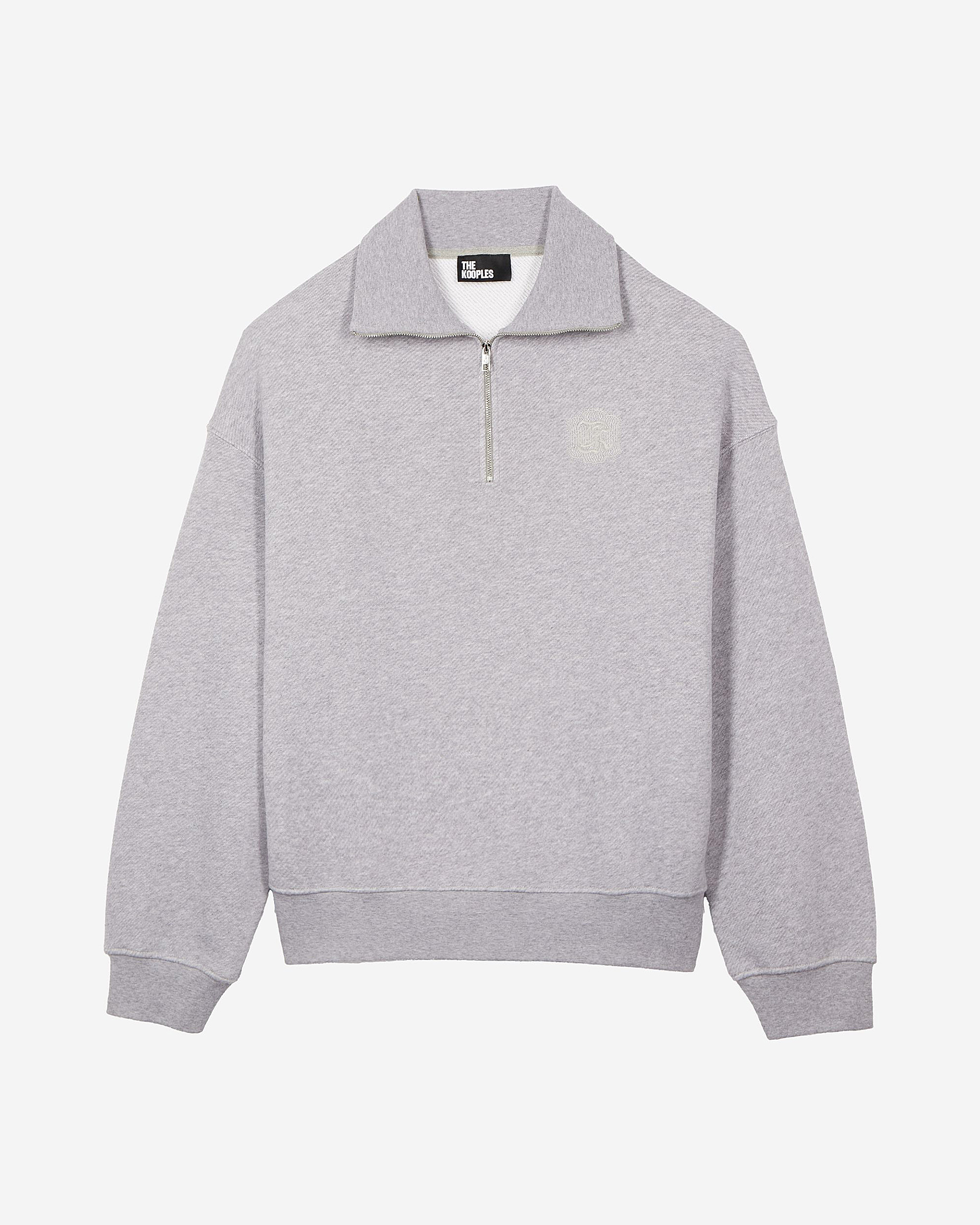 Grey trucker-neck sweatshirt