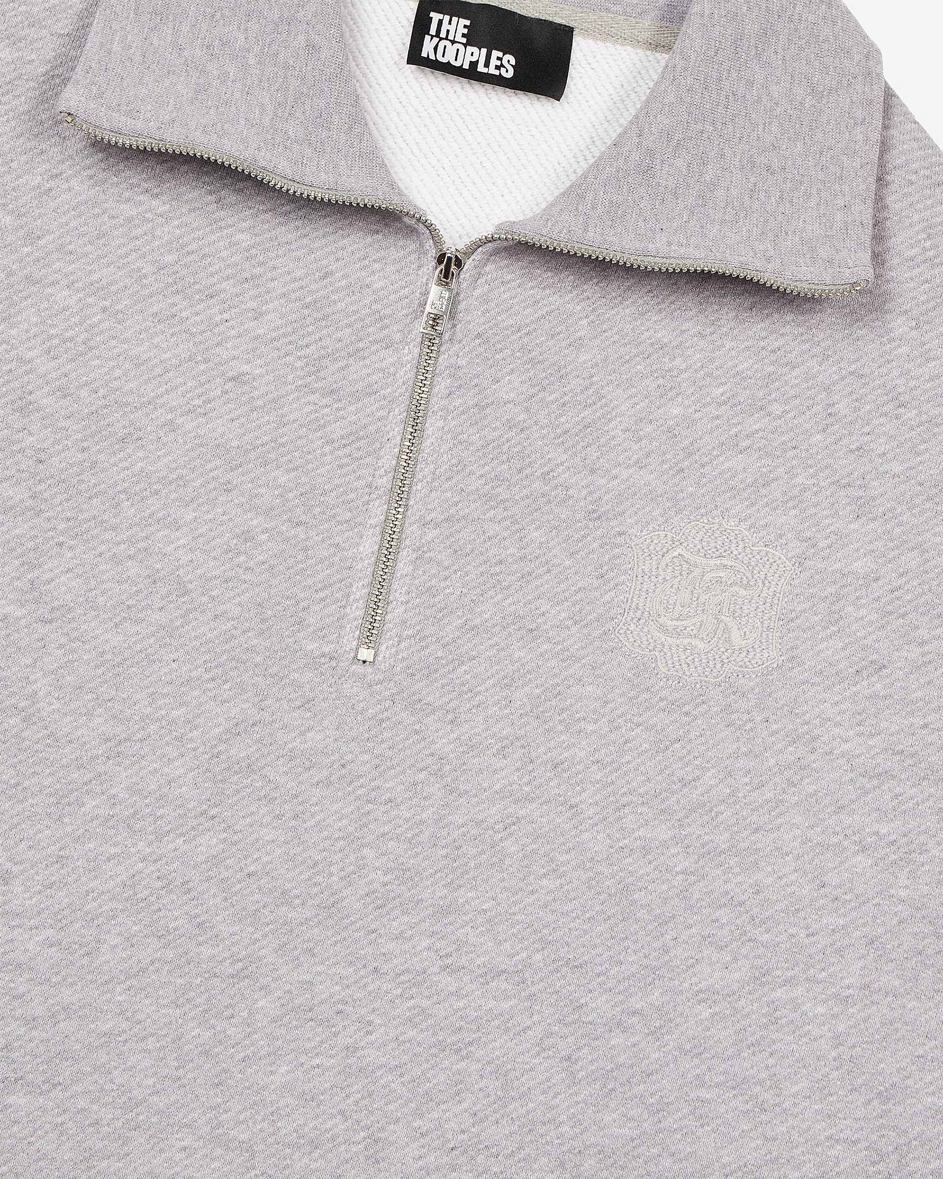 Grey trucker-neck sweatshirt