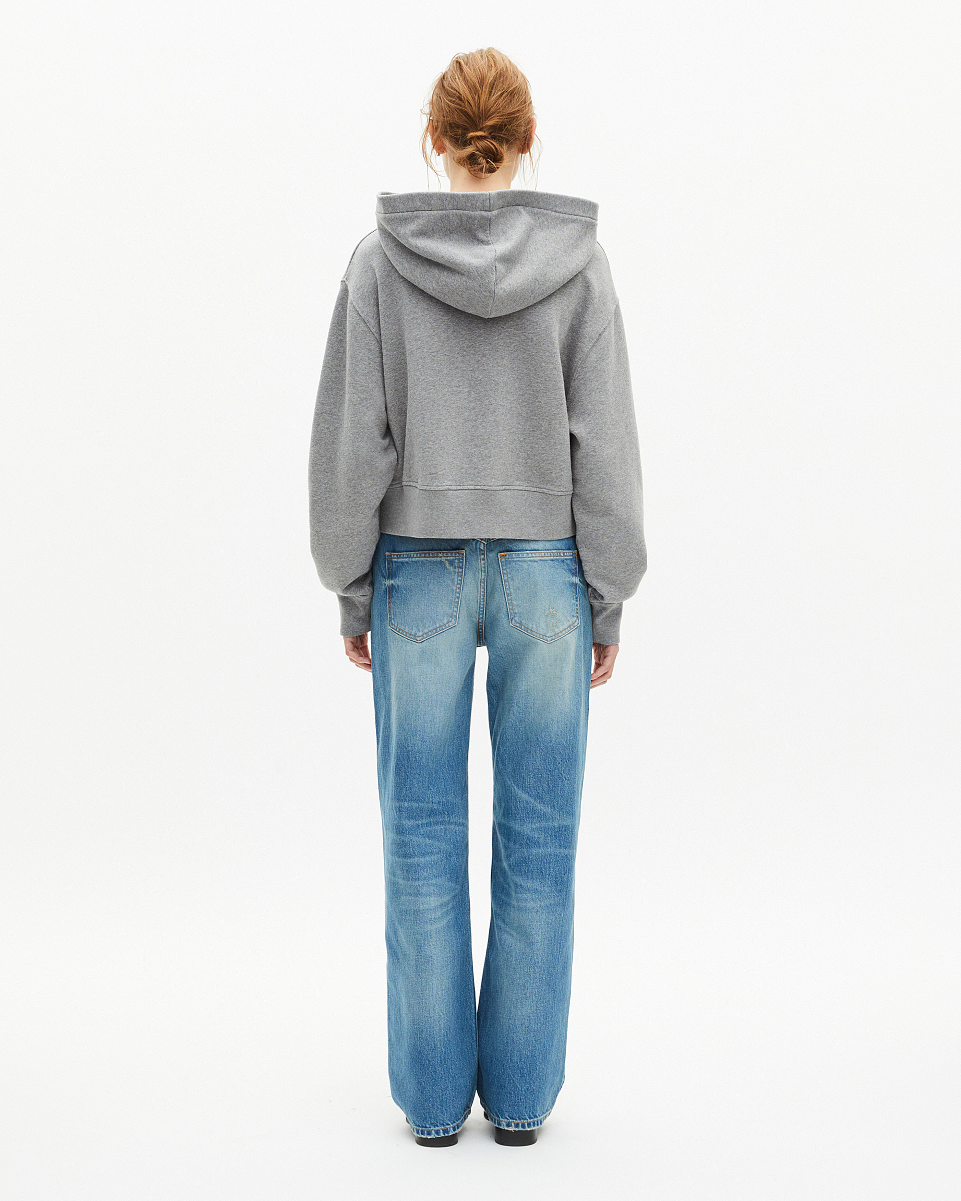 Grey short hooded sweatshirt