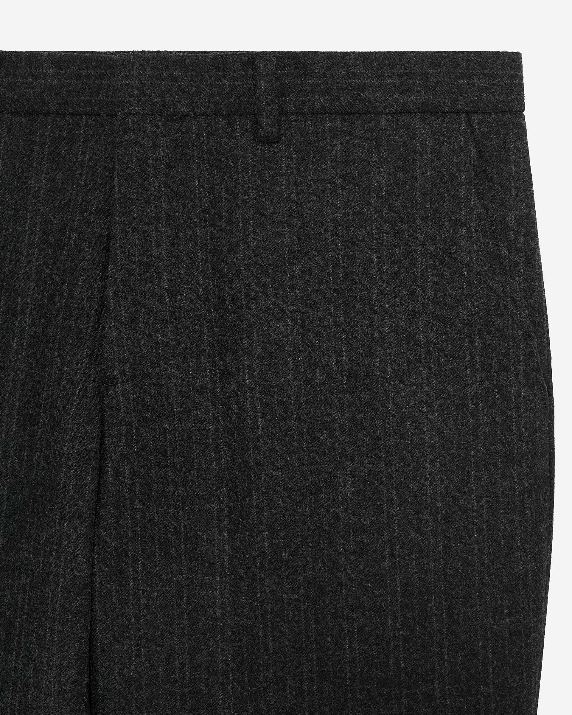 Dark grey pinstripe straight-leg suit pants