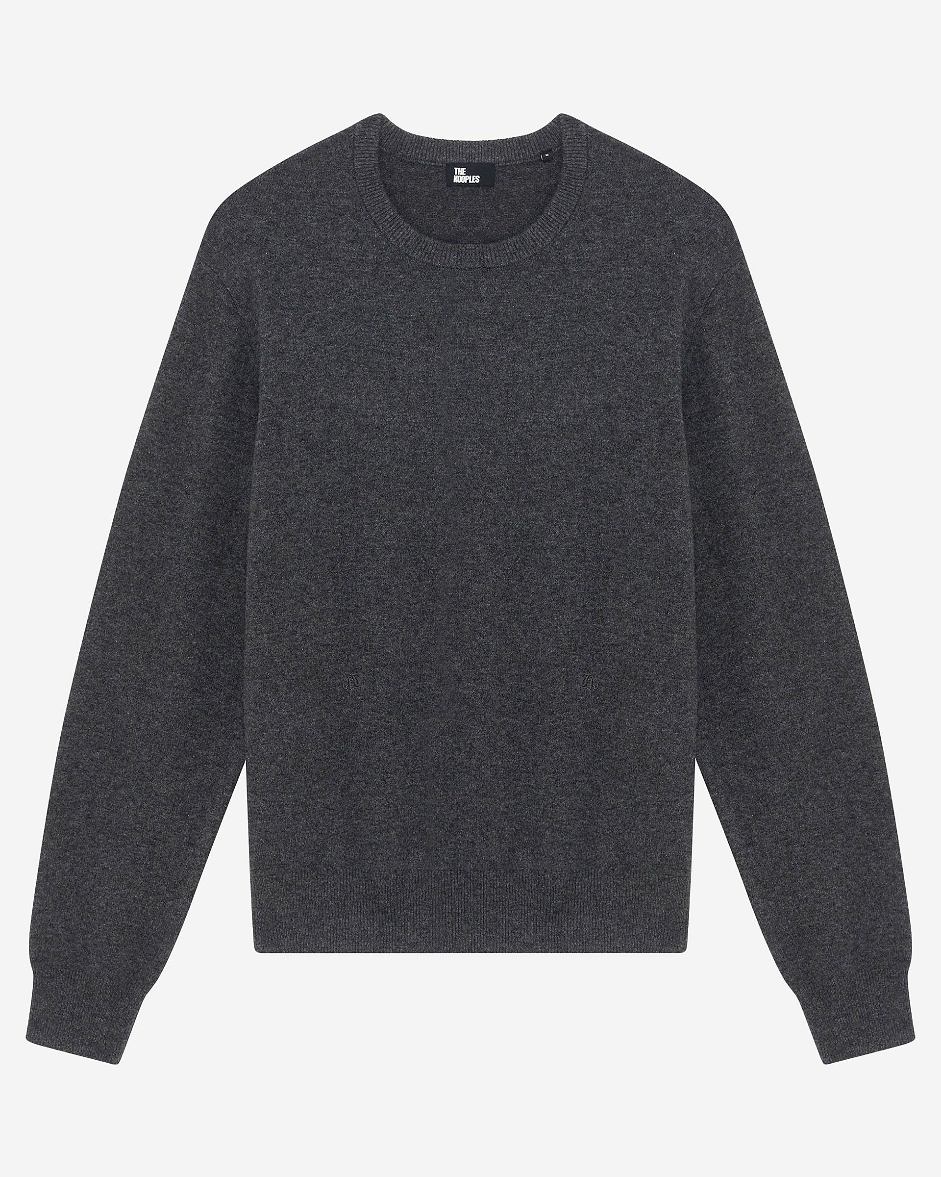 Grey cashmere round-neck sweater