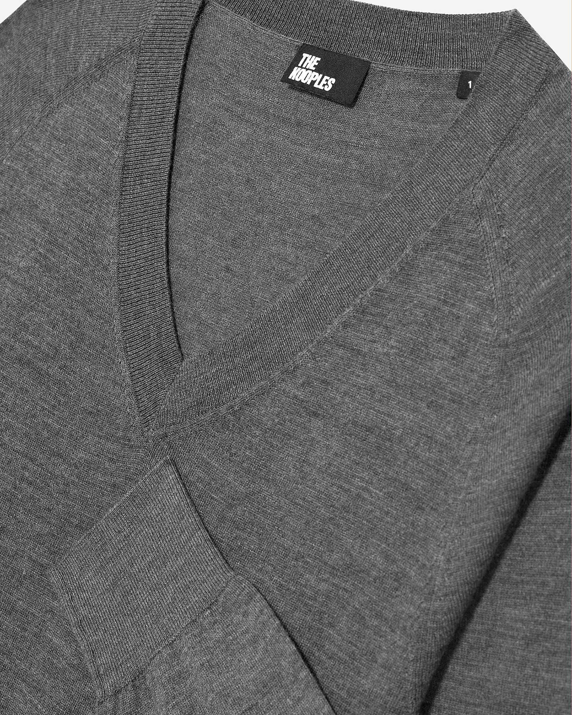 Grey merino wool V-neck sweater