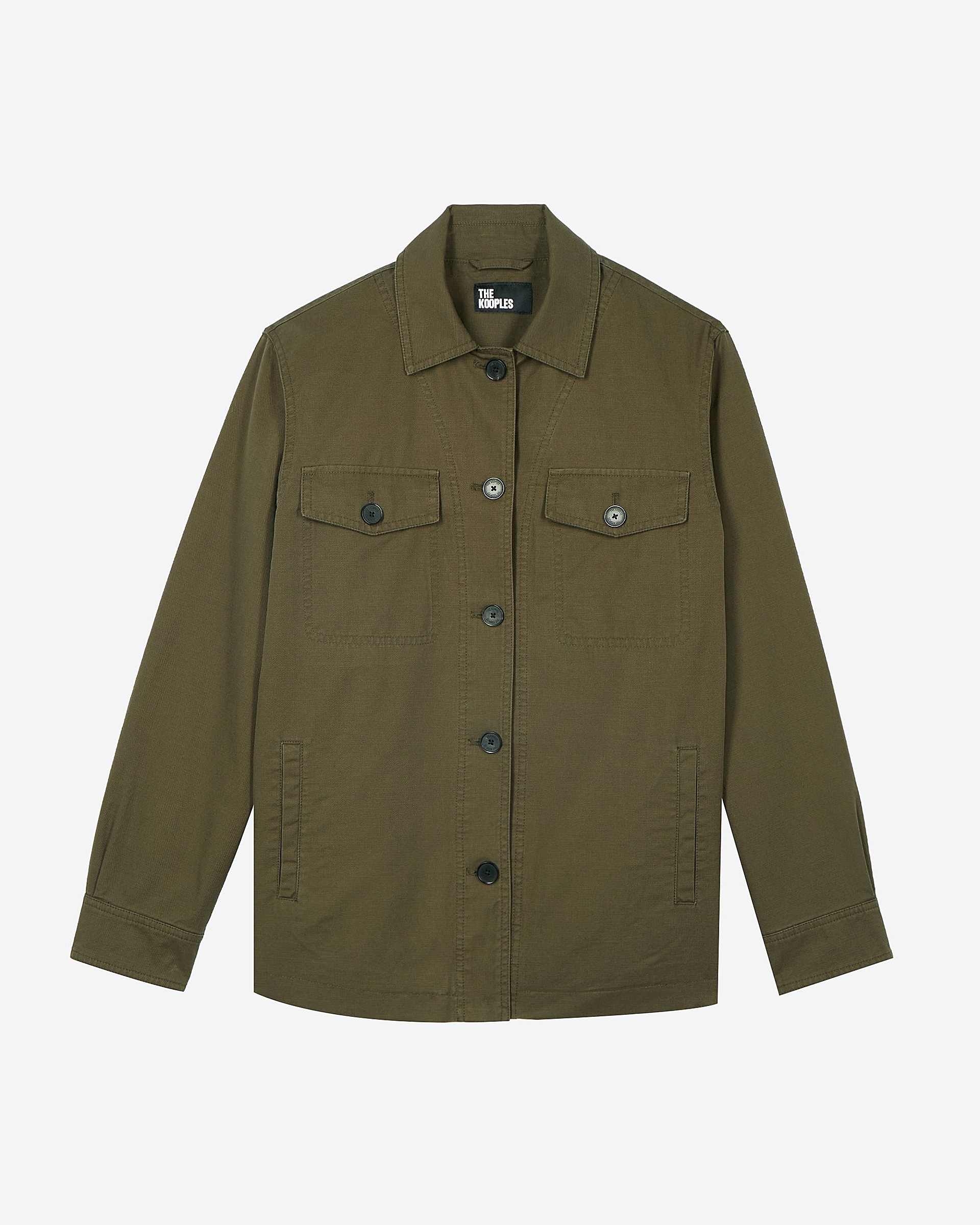 Embroidered back jacket in khaki cotton