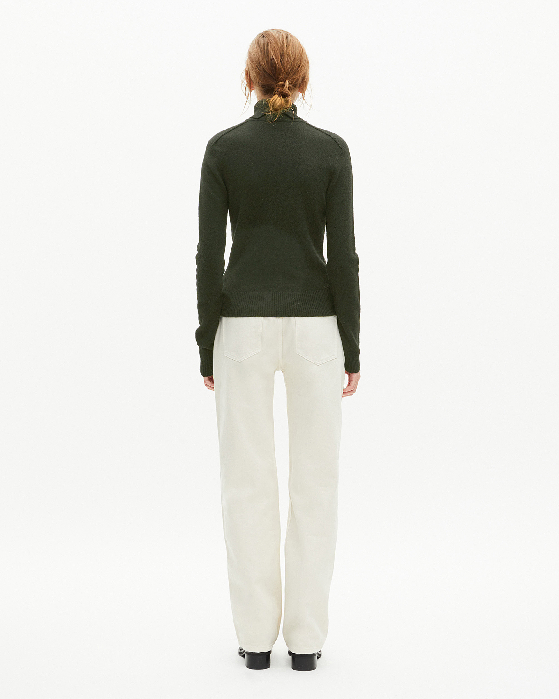 Khaki cashmere turtleneck sweater