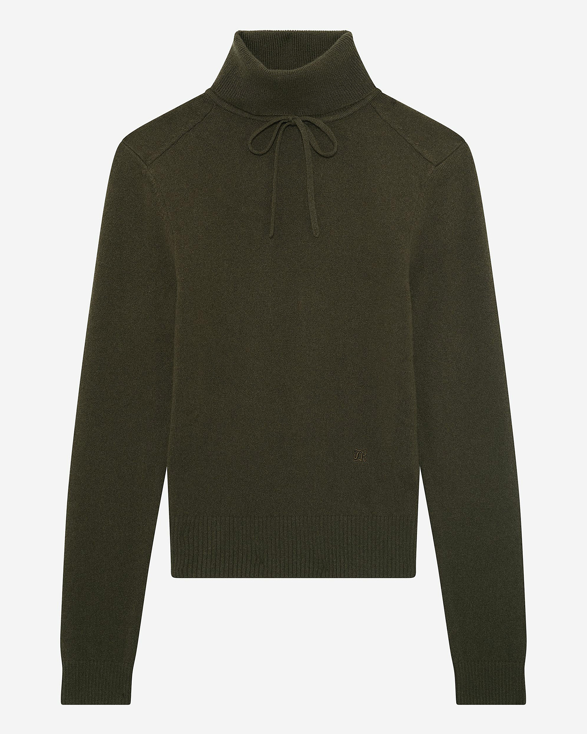 Khaki cashmere turtleneck sweater
