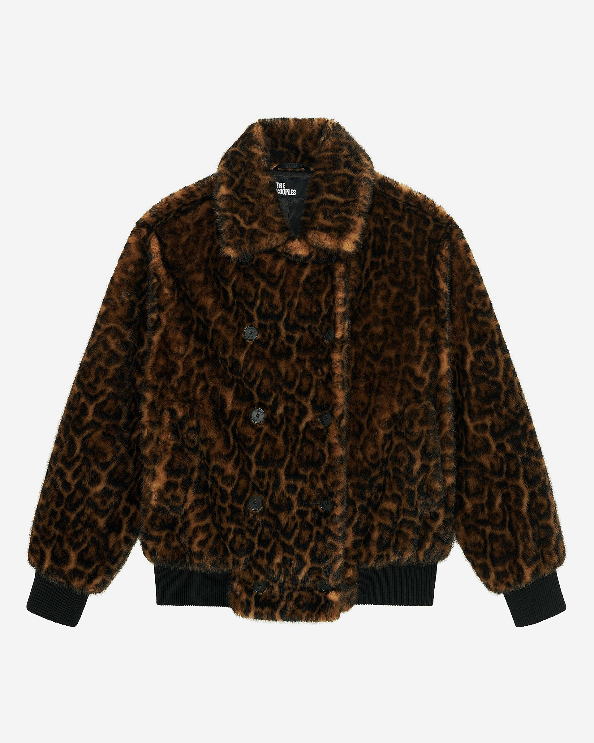 Leopard fur-effect coat
