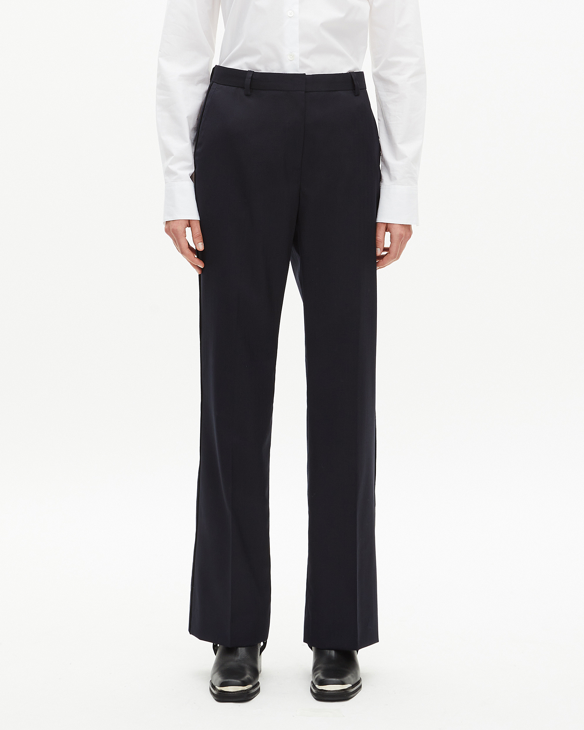 Straight navy wool pants