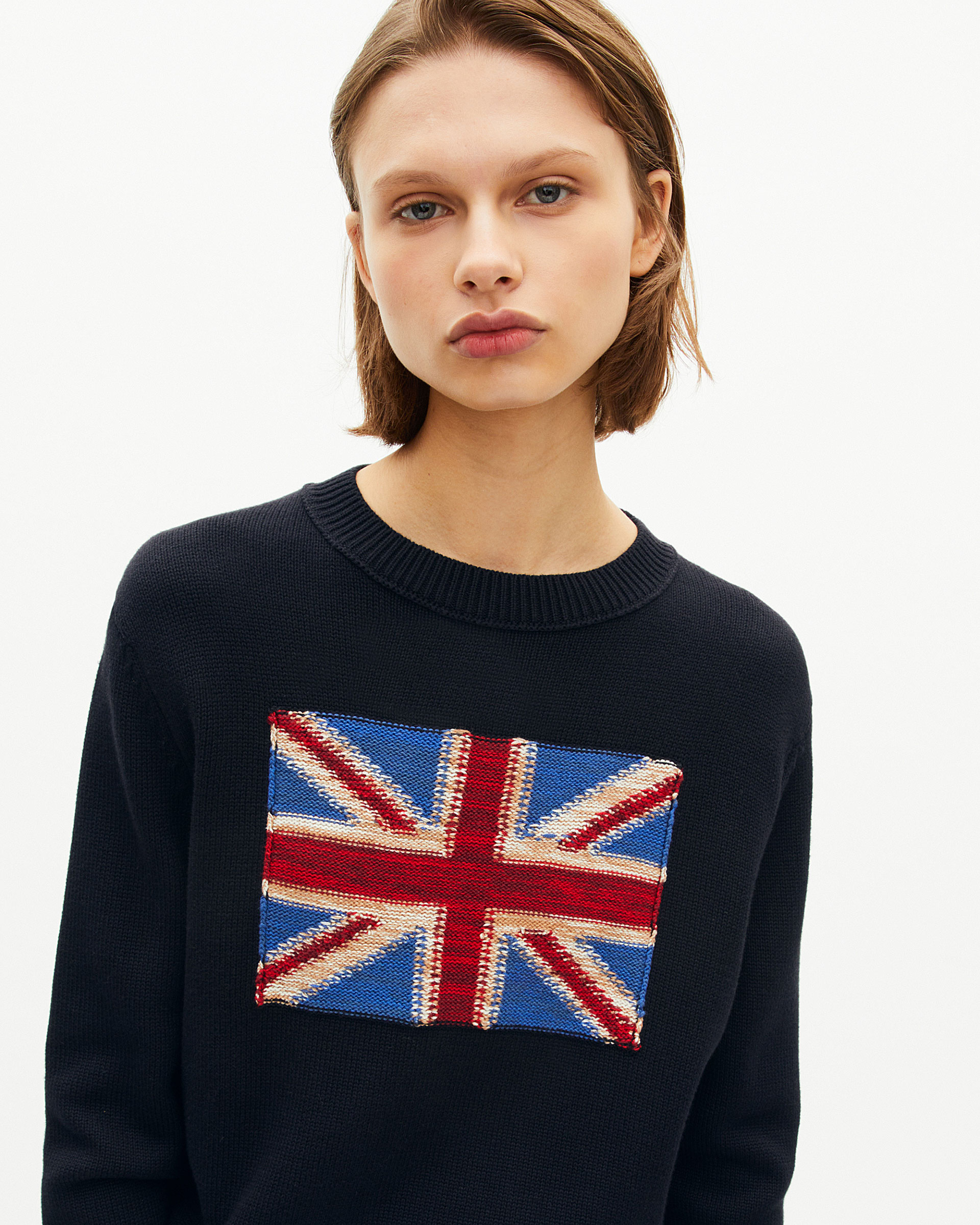 Navy cotton English flag sweater