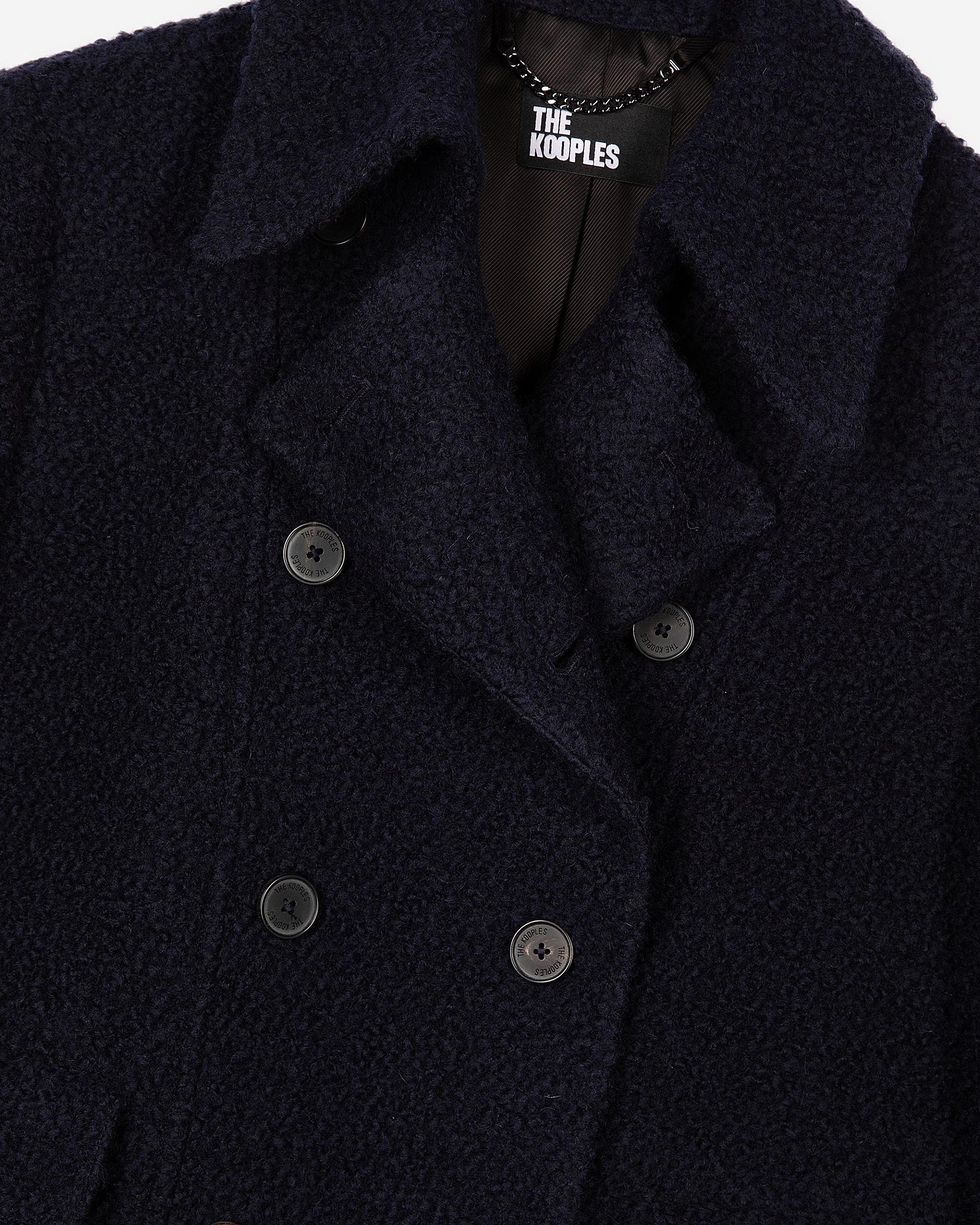 Navy bouclette wool coat