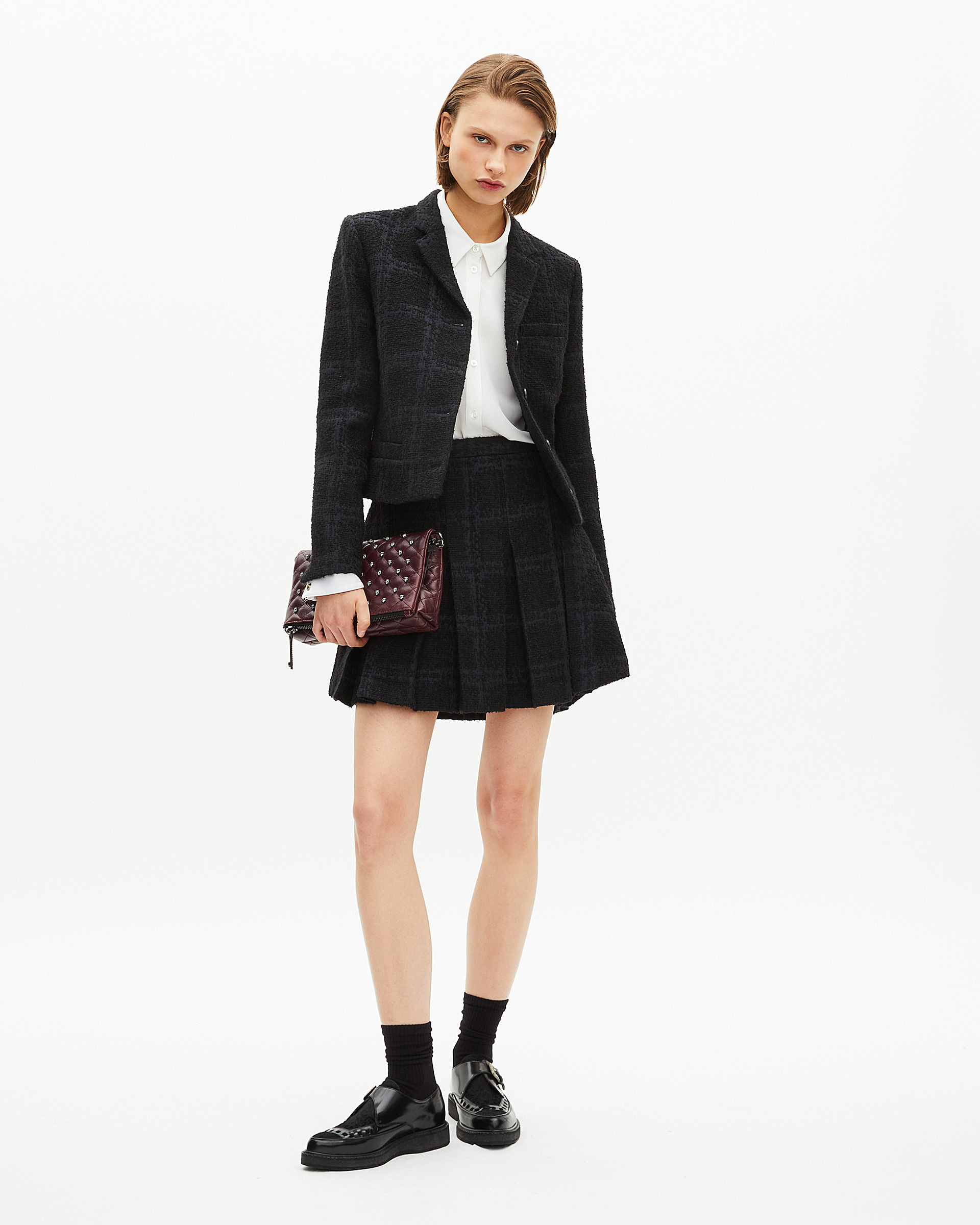 Short navy suit jacket
