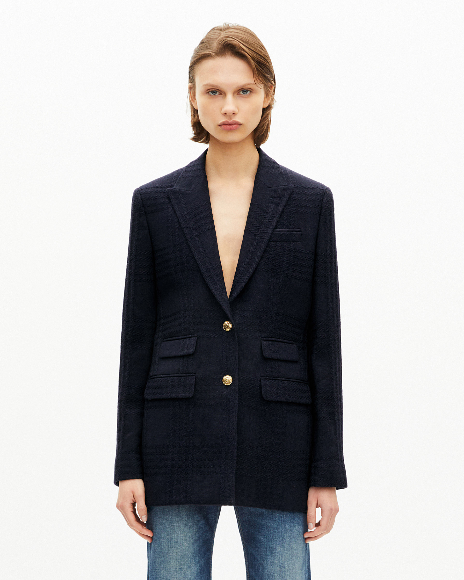 Navy wool tweed jacket