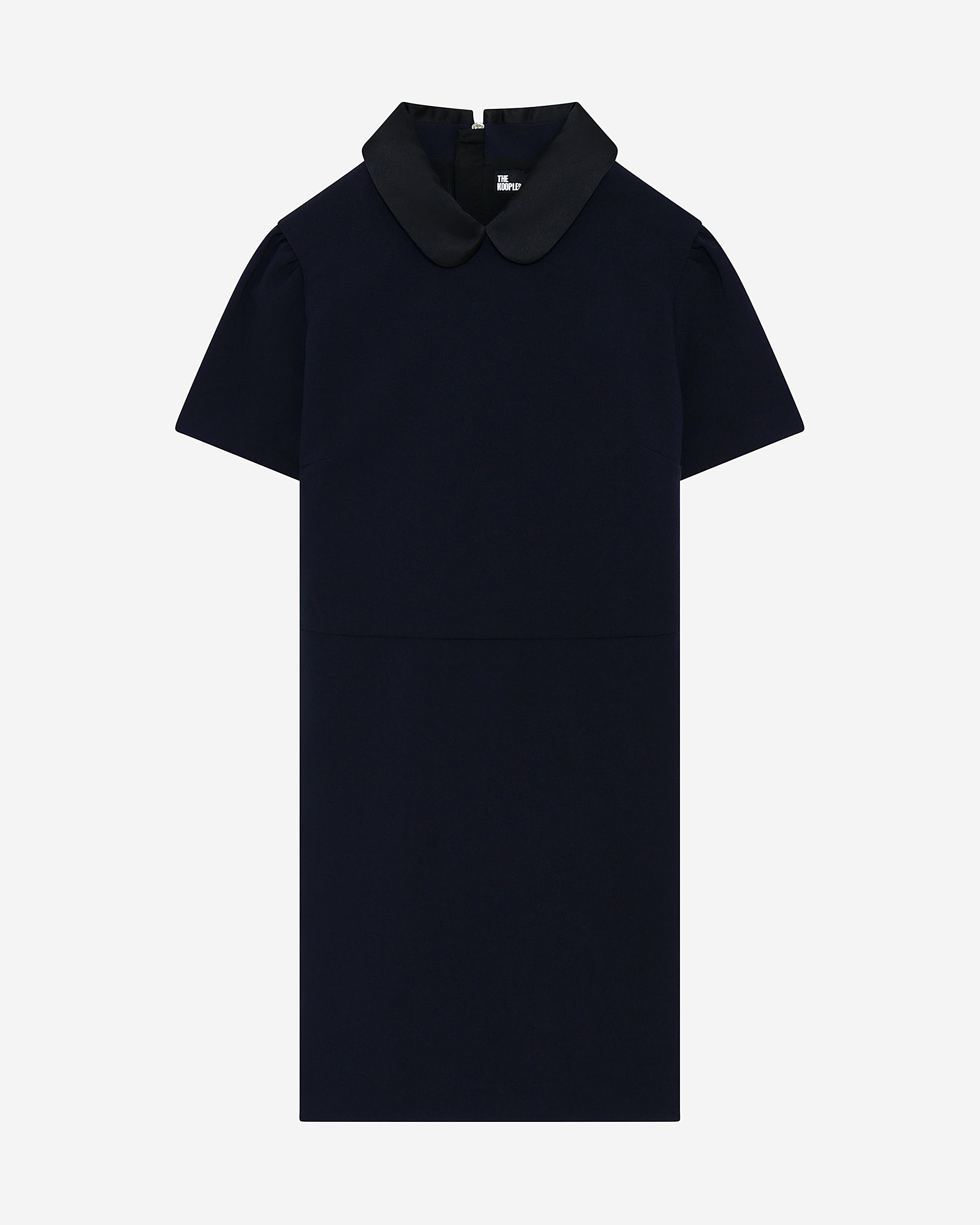 Short dress with claudine collar in navy satin
