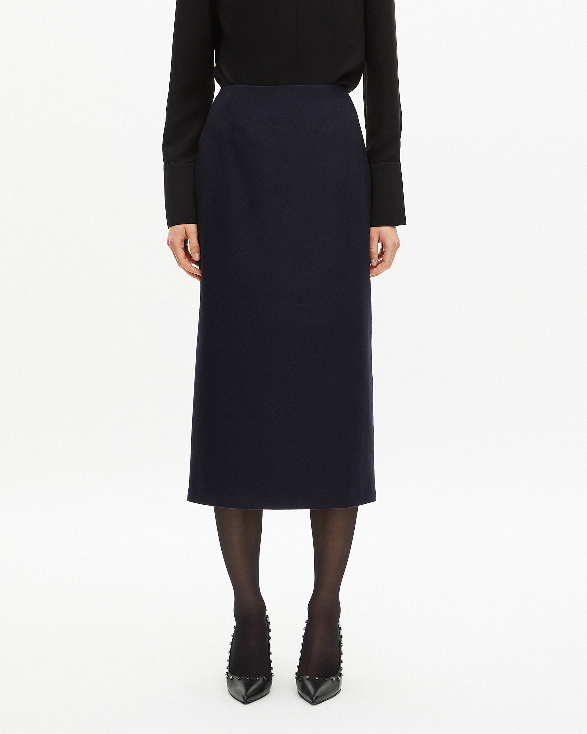 Long navy pencil skirt