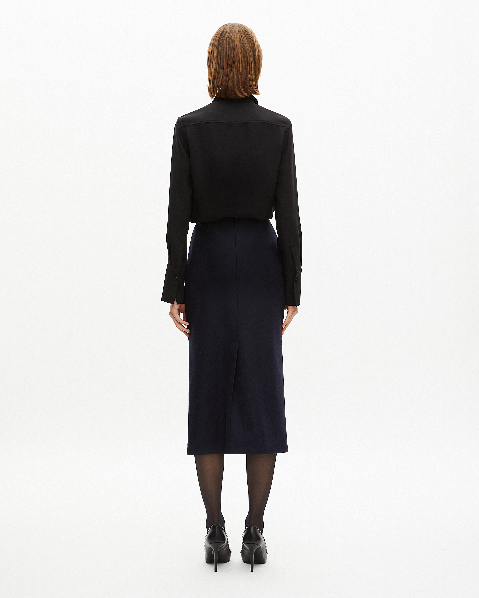Long navy pencil skirt
