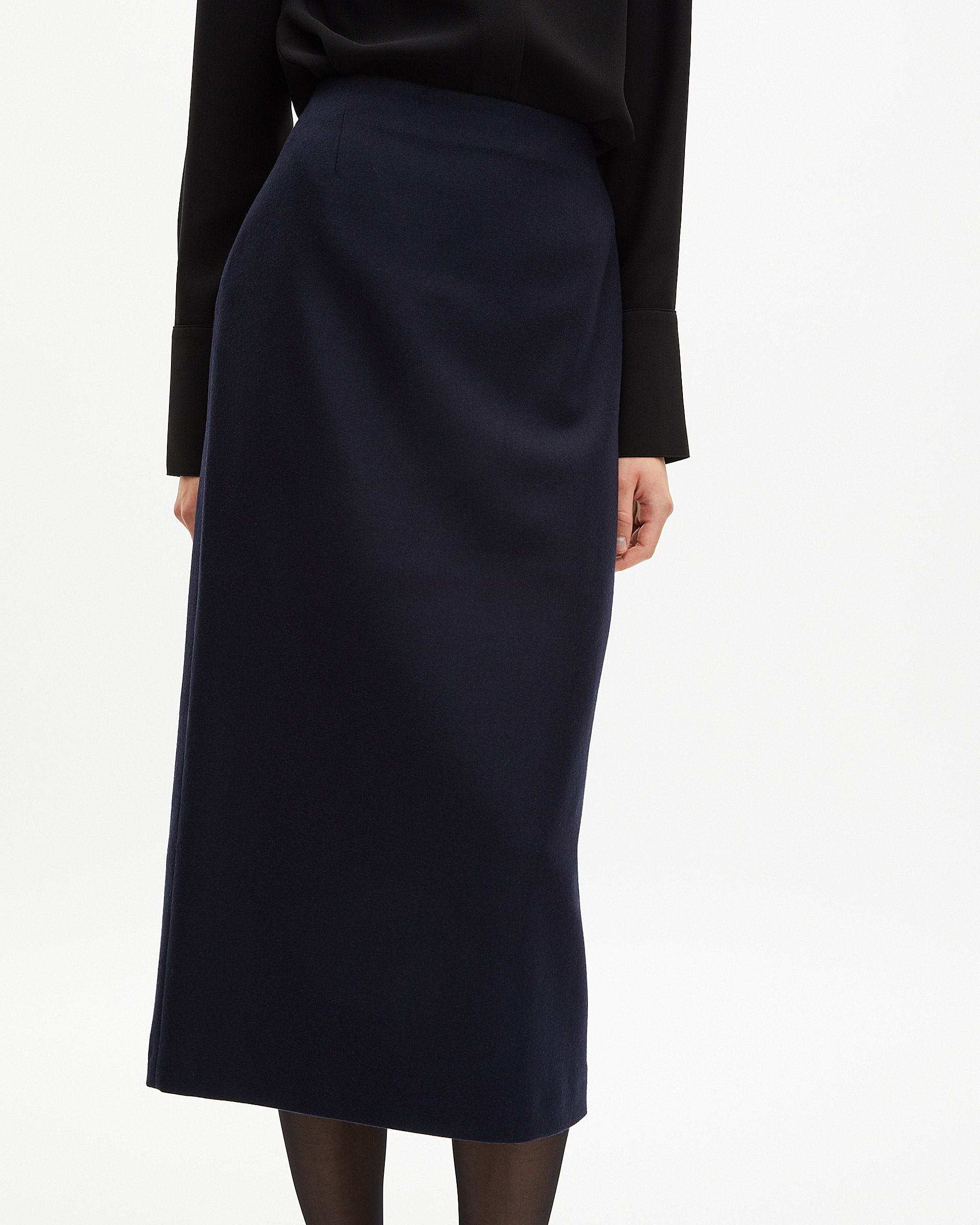 Long navy pencil skirt