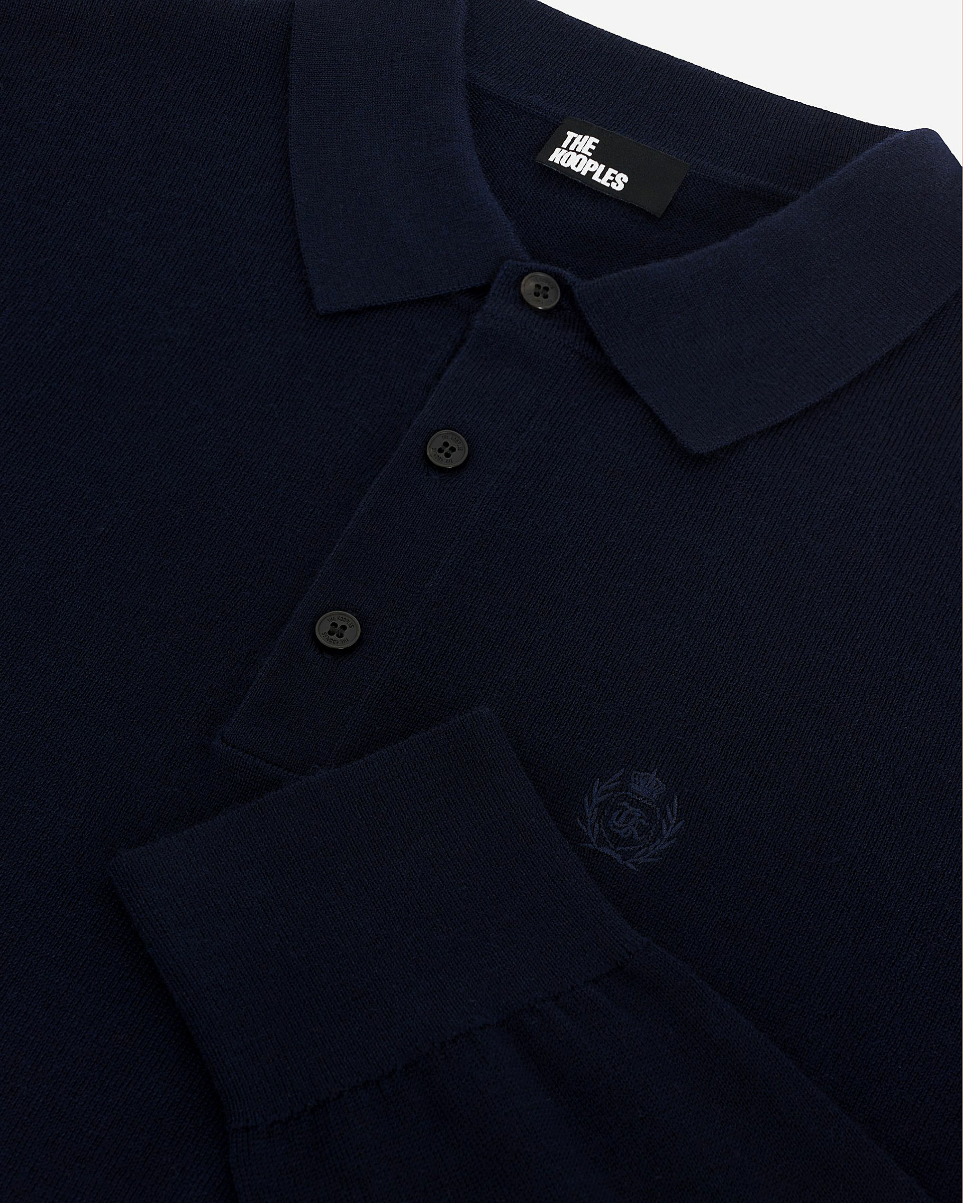 Navy merino wool polo-neck sweater