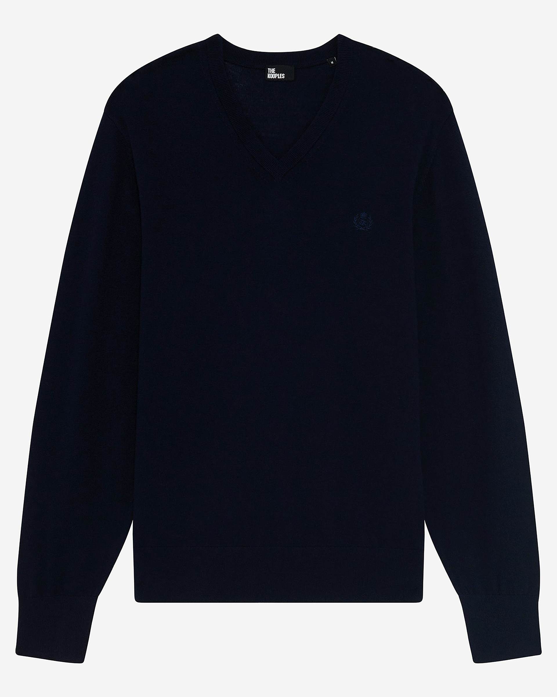 V-neck sweater in navy merino wool