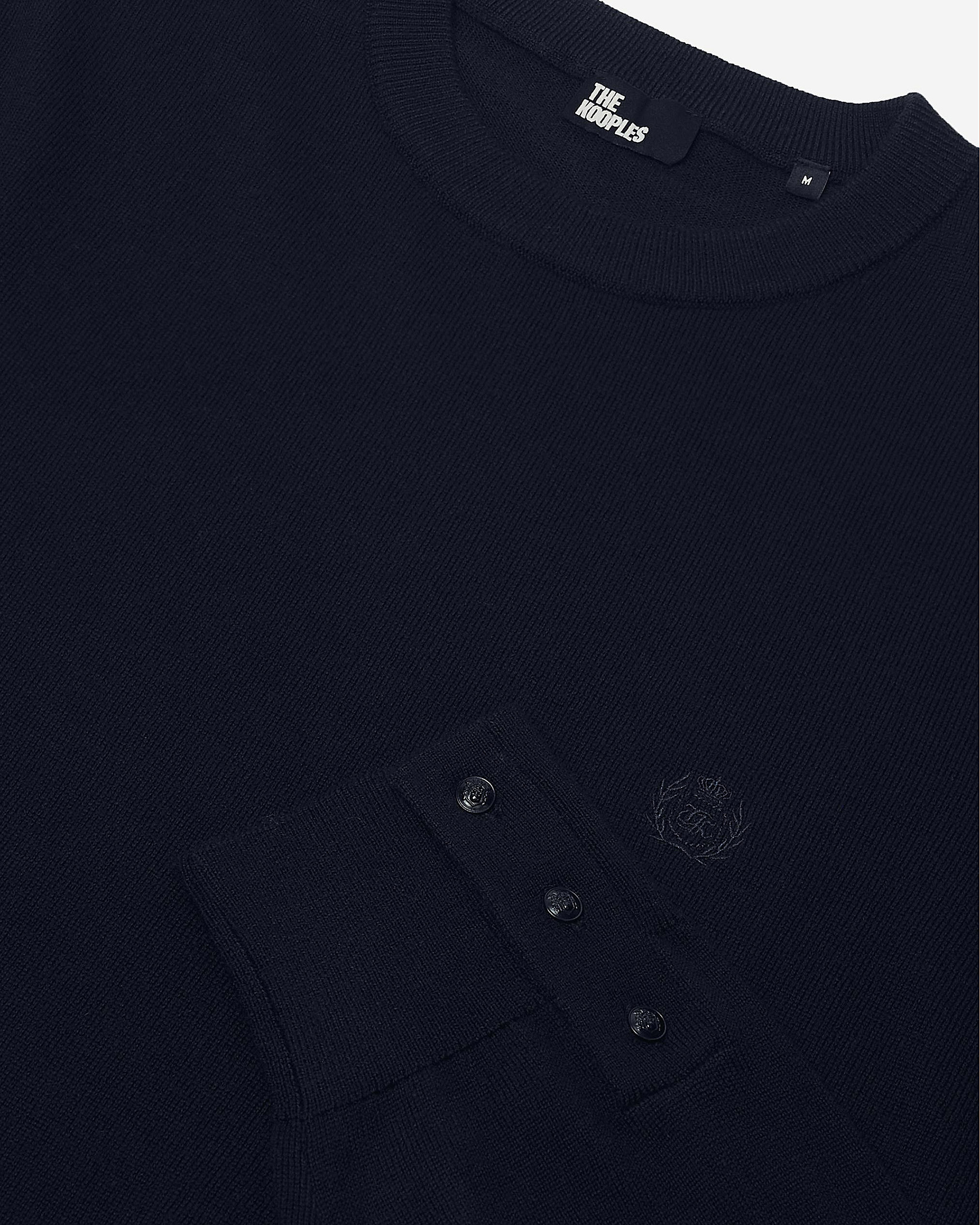 Round-neck sweater in navy merino wool