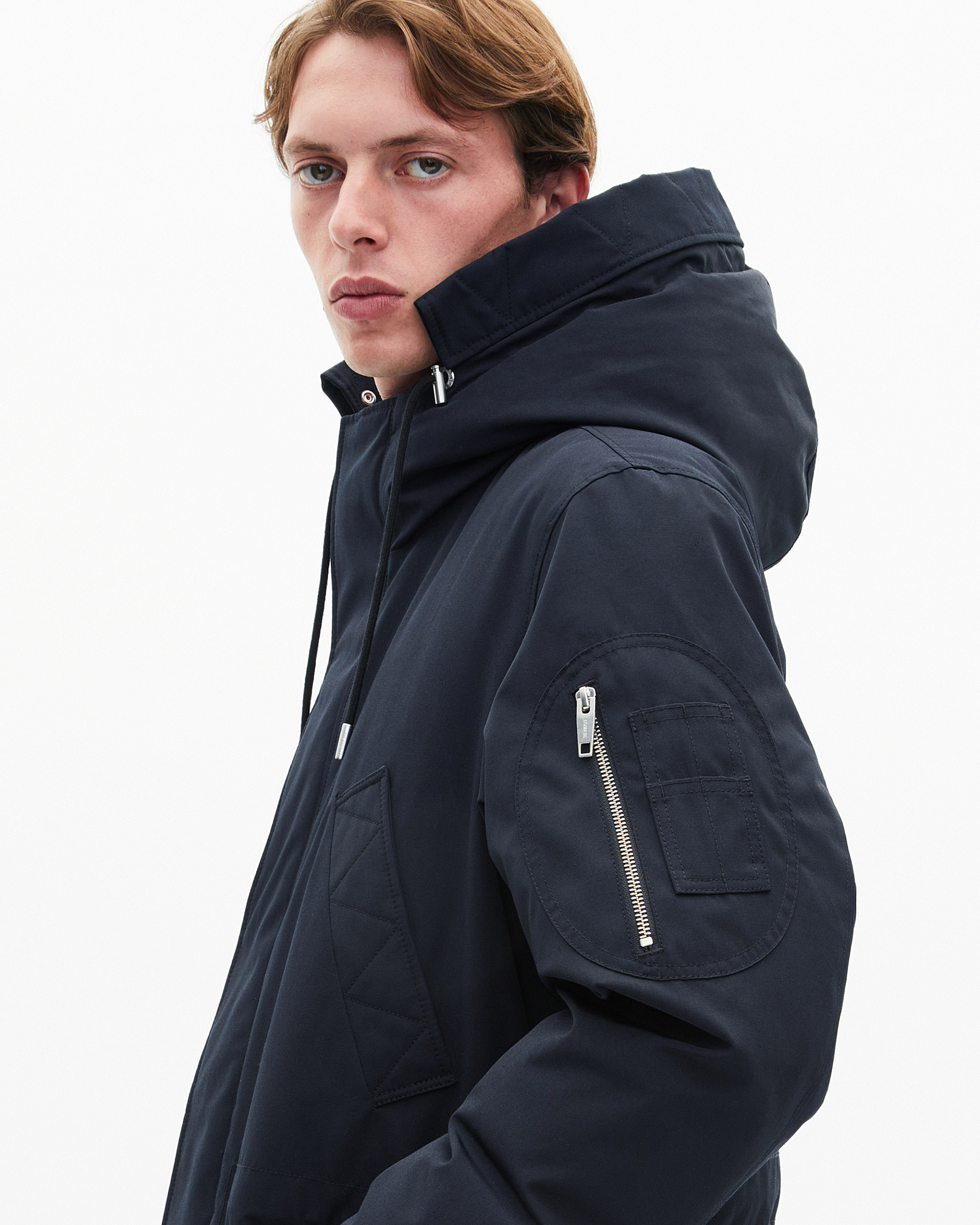 Navy water-repellent parka