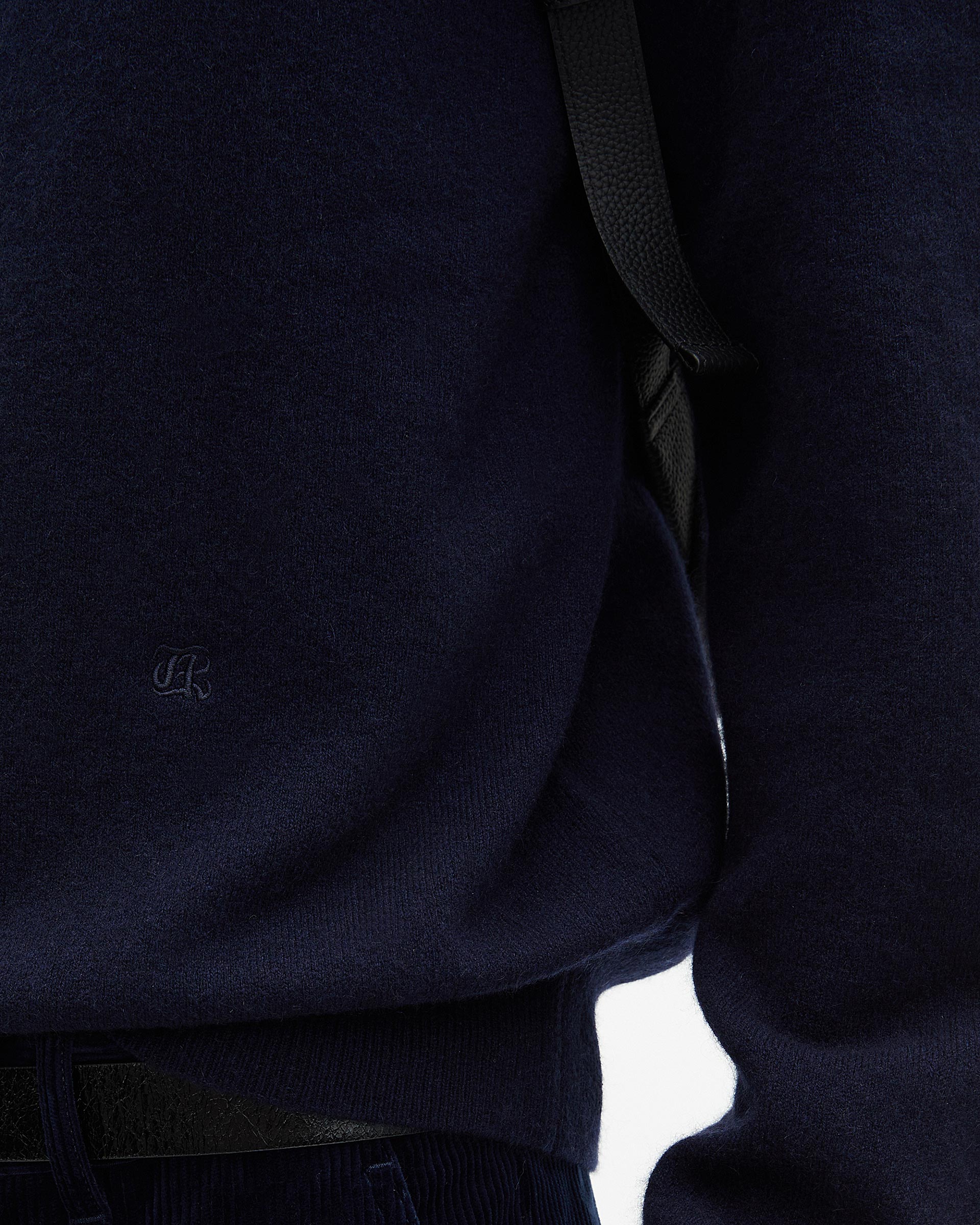 Navy cashmere turtleneck sweater