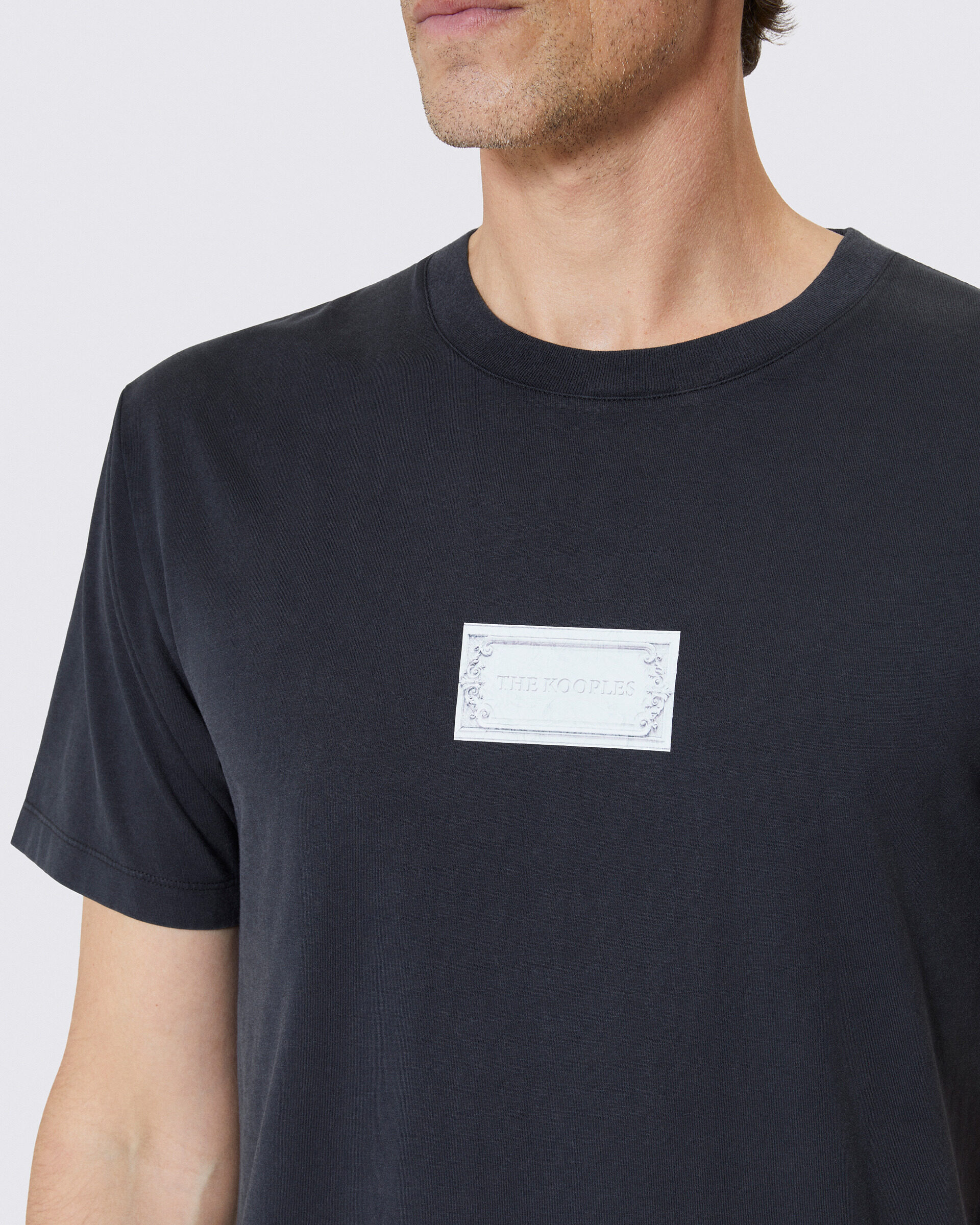 T-shirt with navy screen print