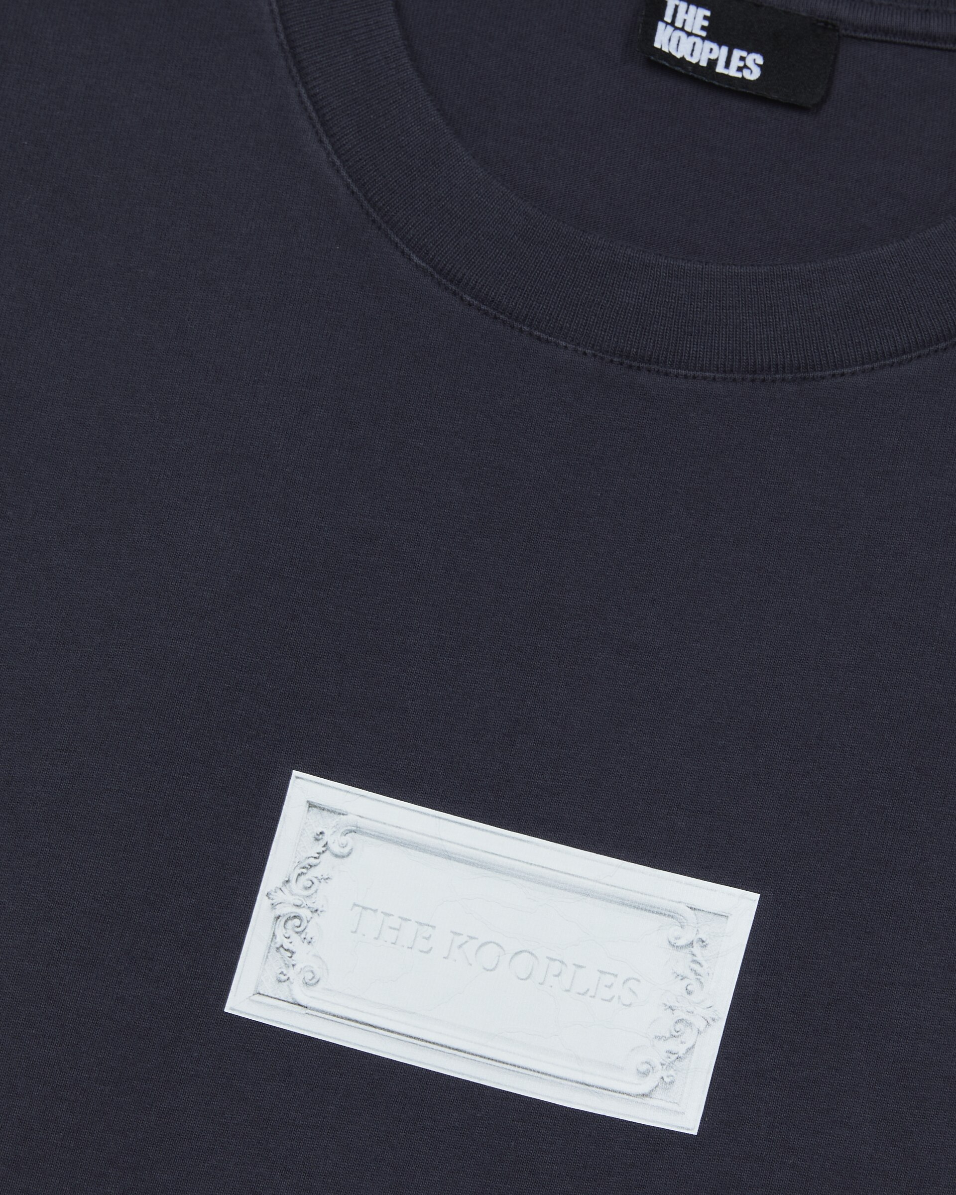 T-shirt with navy screen print