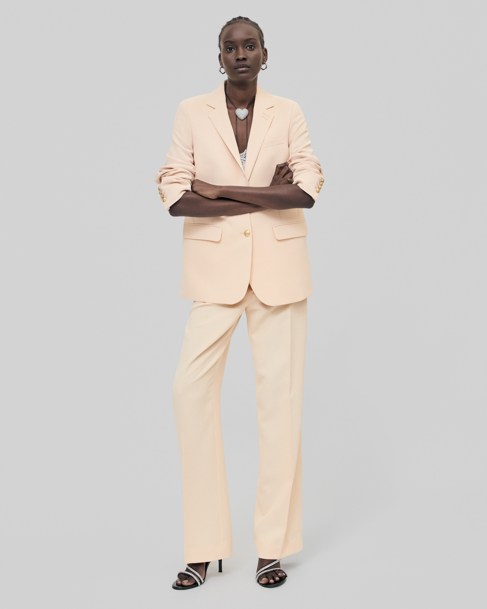 Straight peach suit jacket