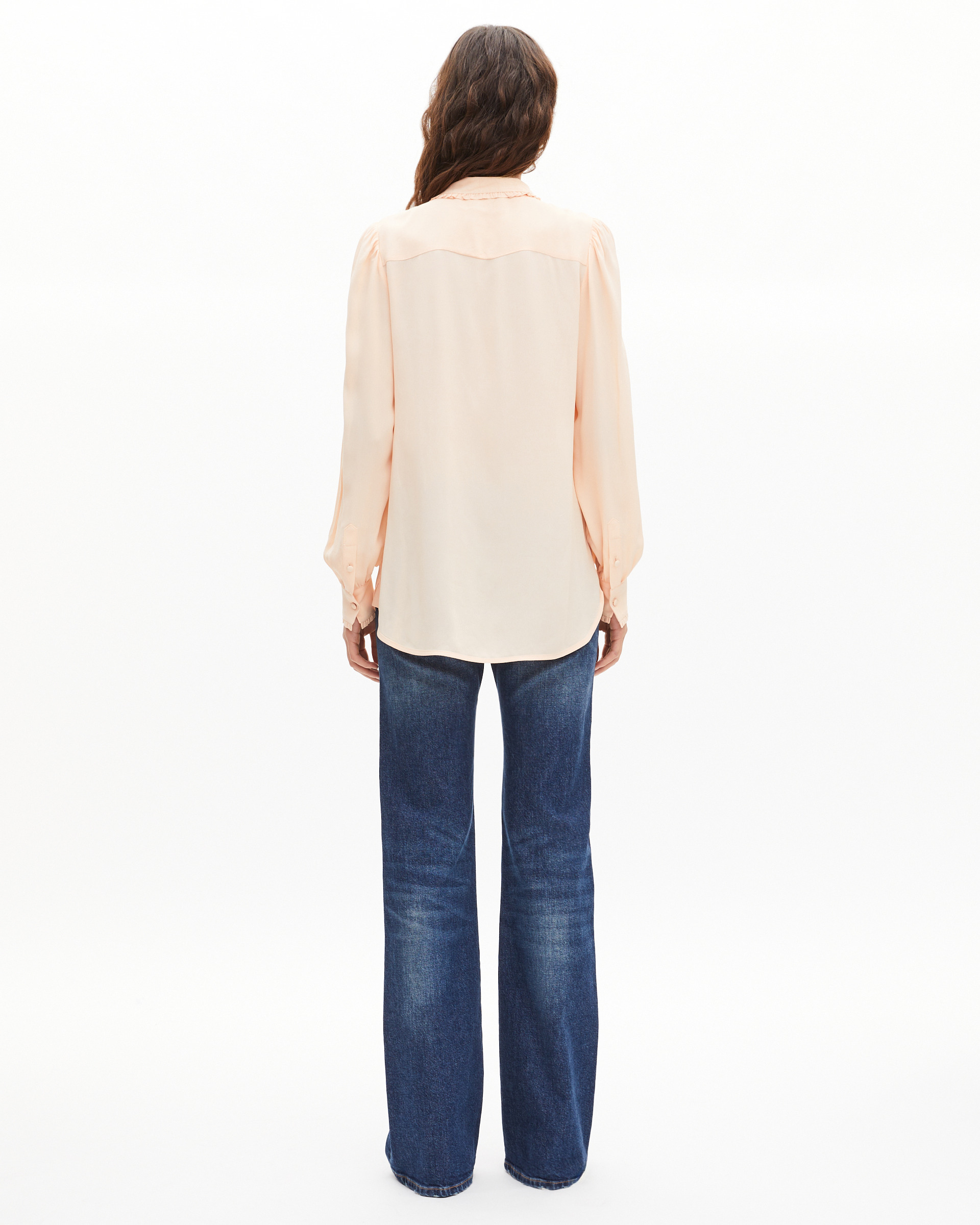 Shirt with peach pleat detail
