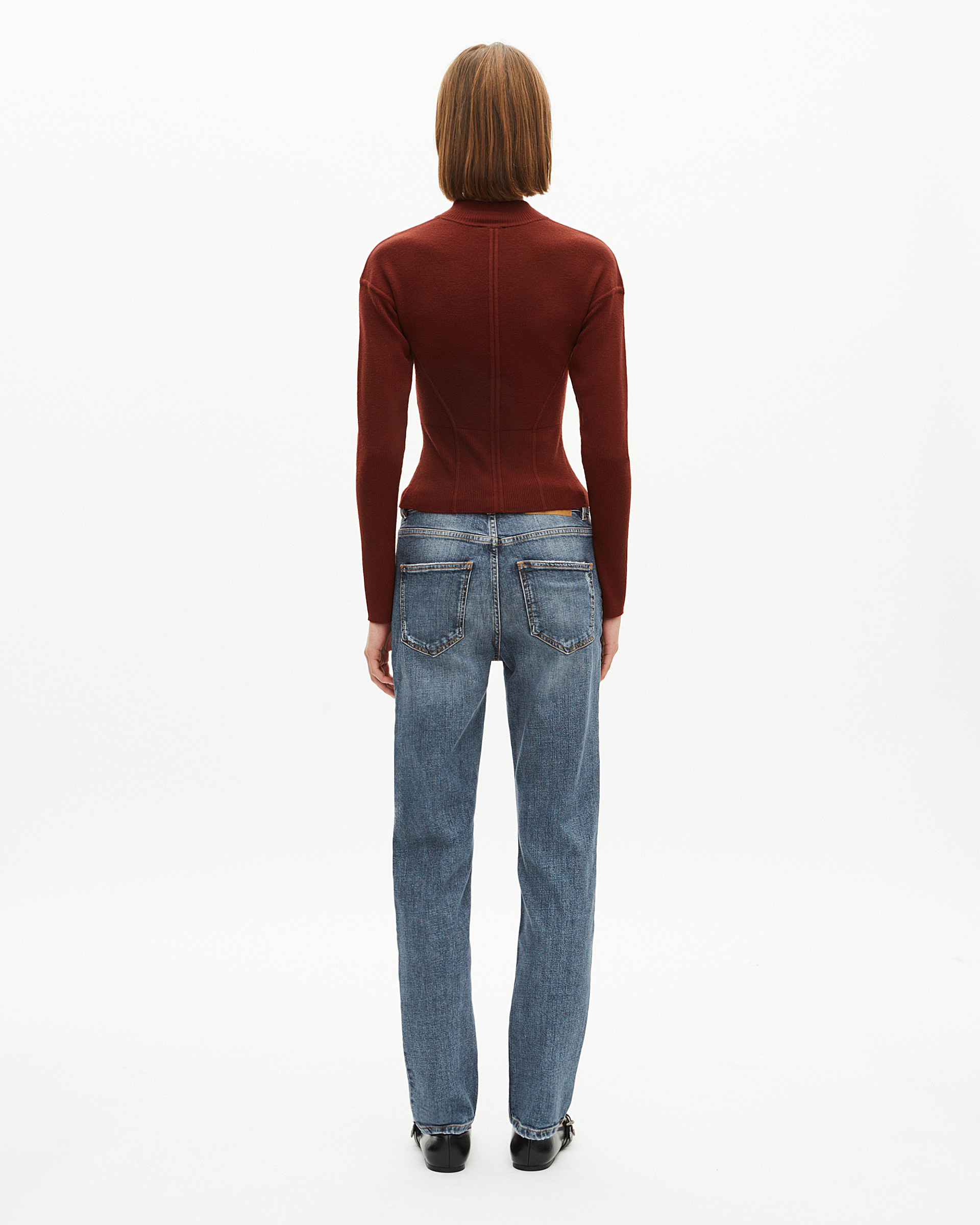 Burgundy wool blend zip cardigan