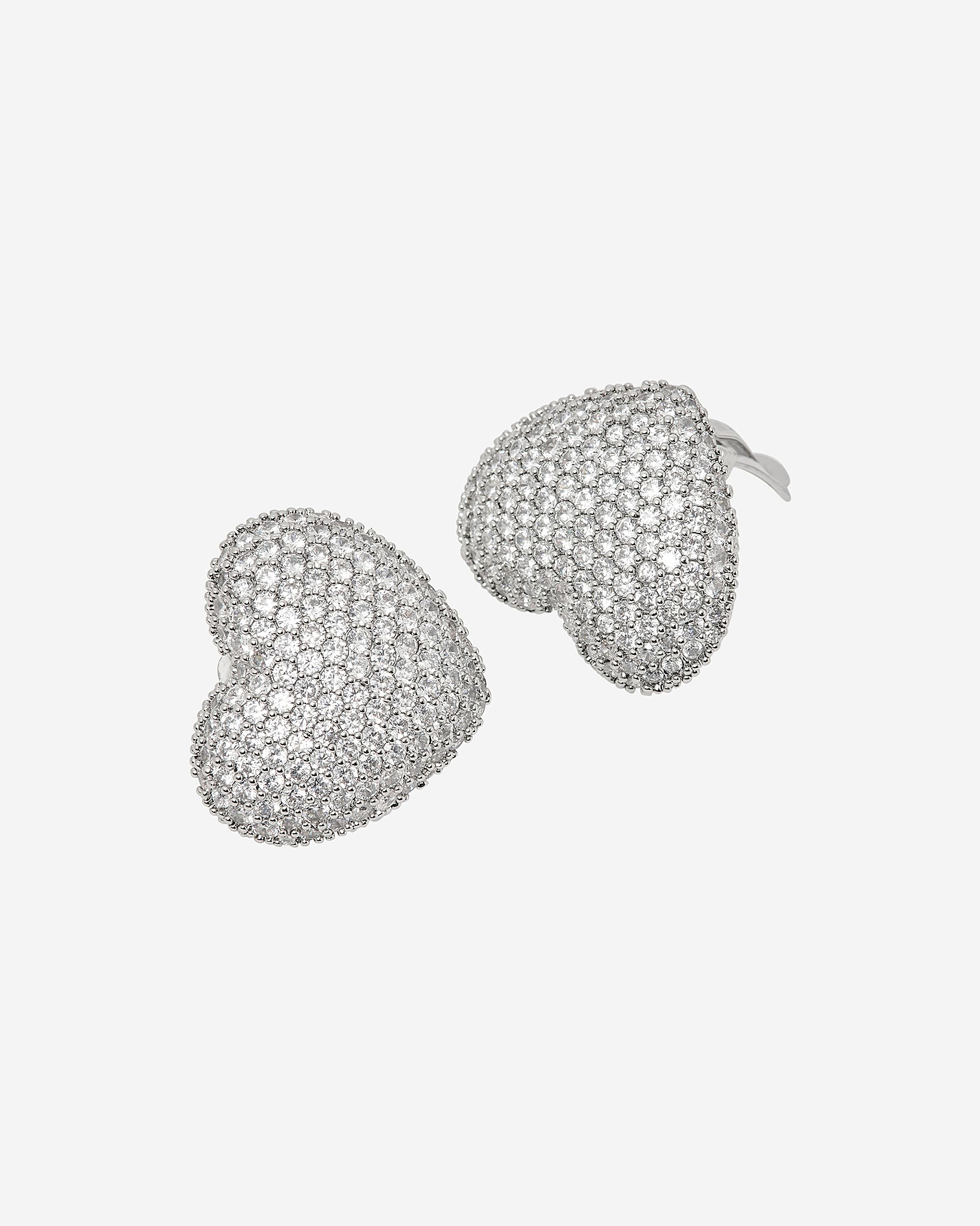 Silver clip-on heart earrings