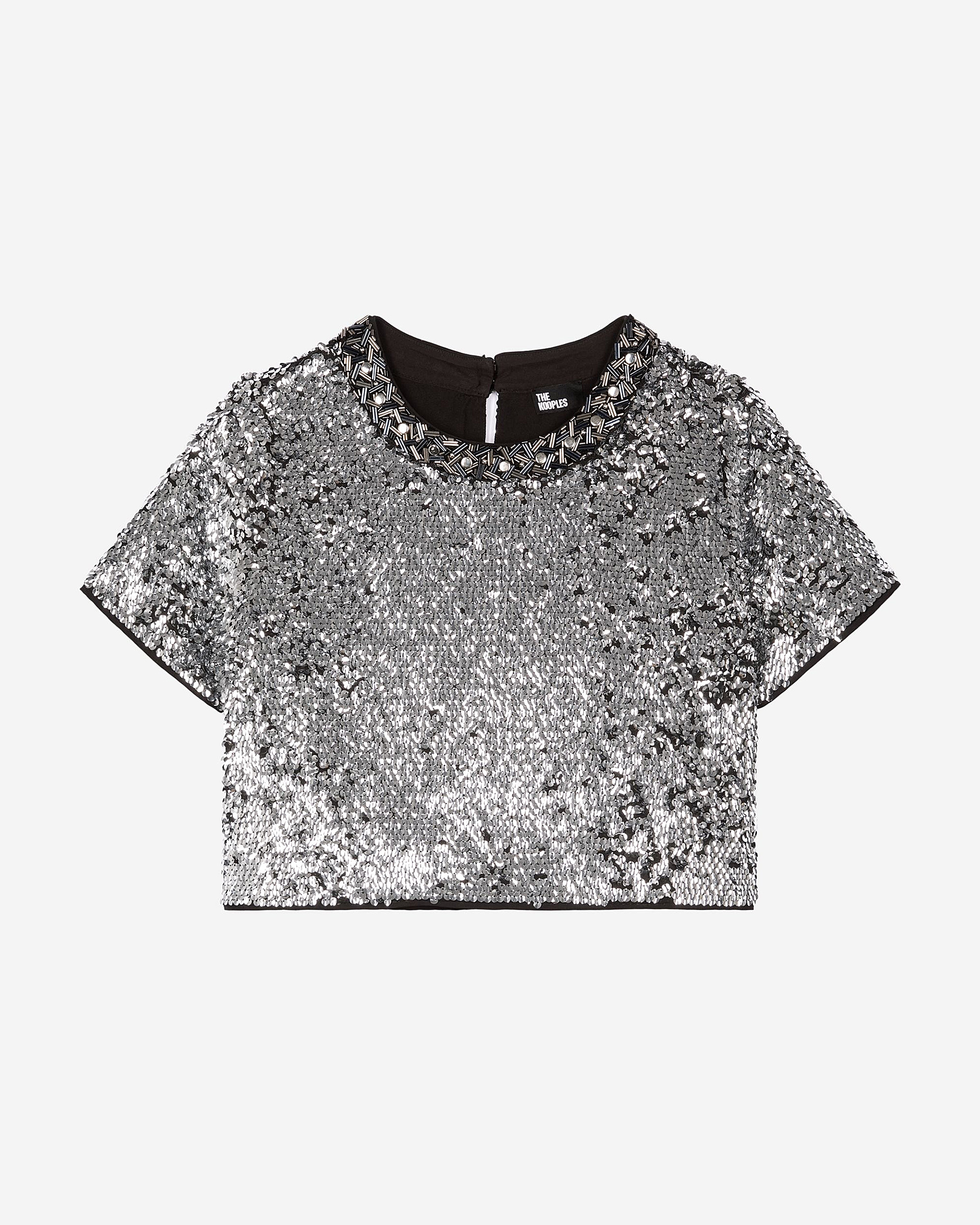 Silver sequin crop top