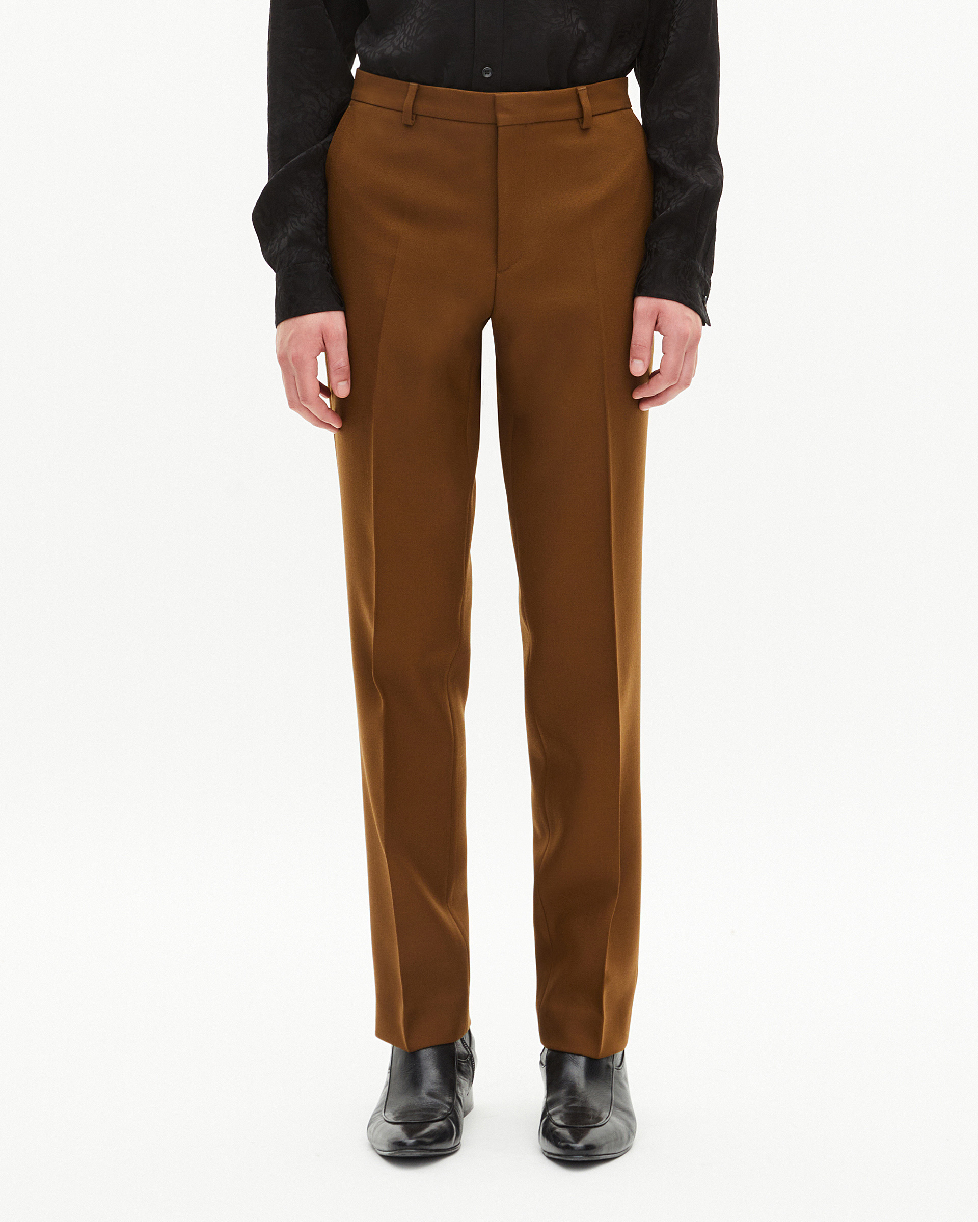 Straight-leg suit pants in brown wool
