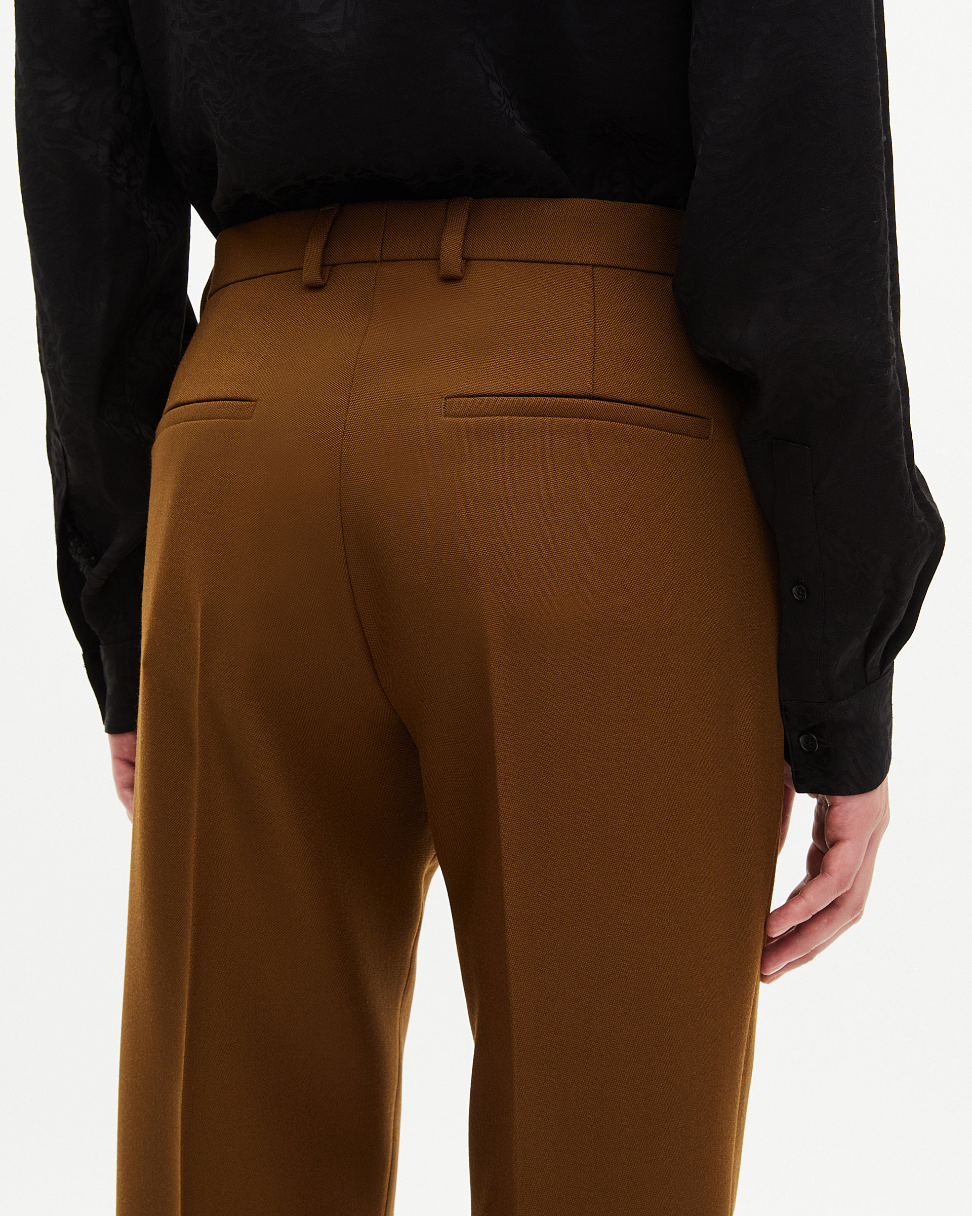 Straight-leg suit pants in brown wool