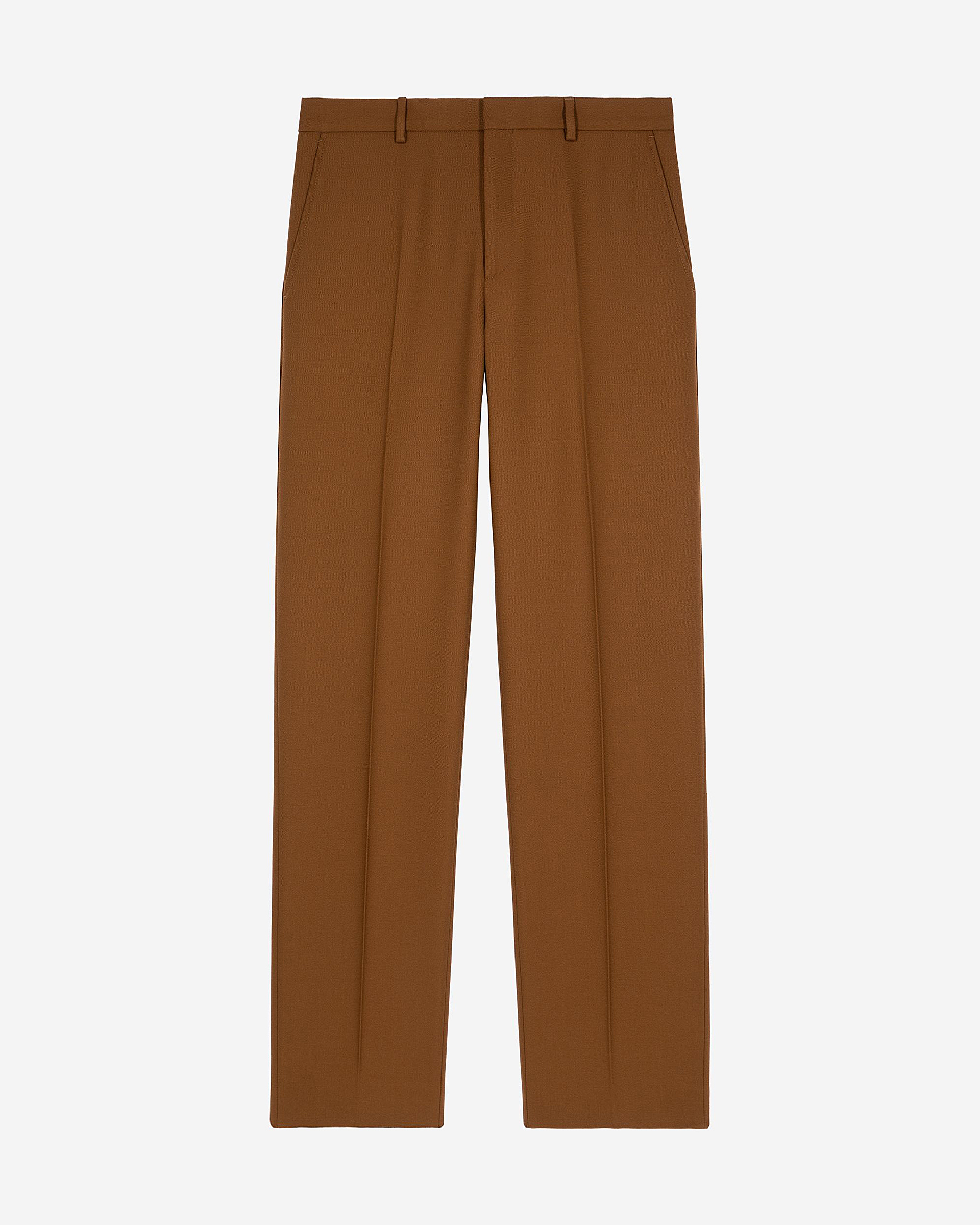 Straight-leg suit pants in brown wool
