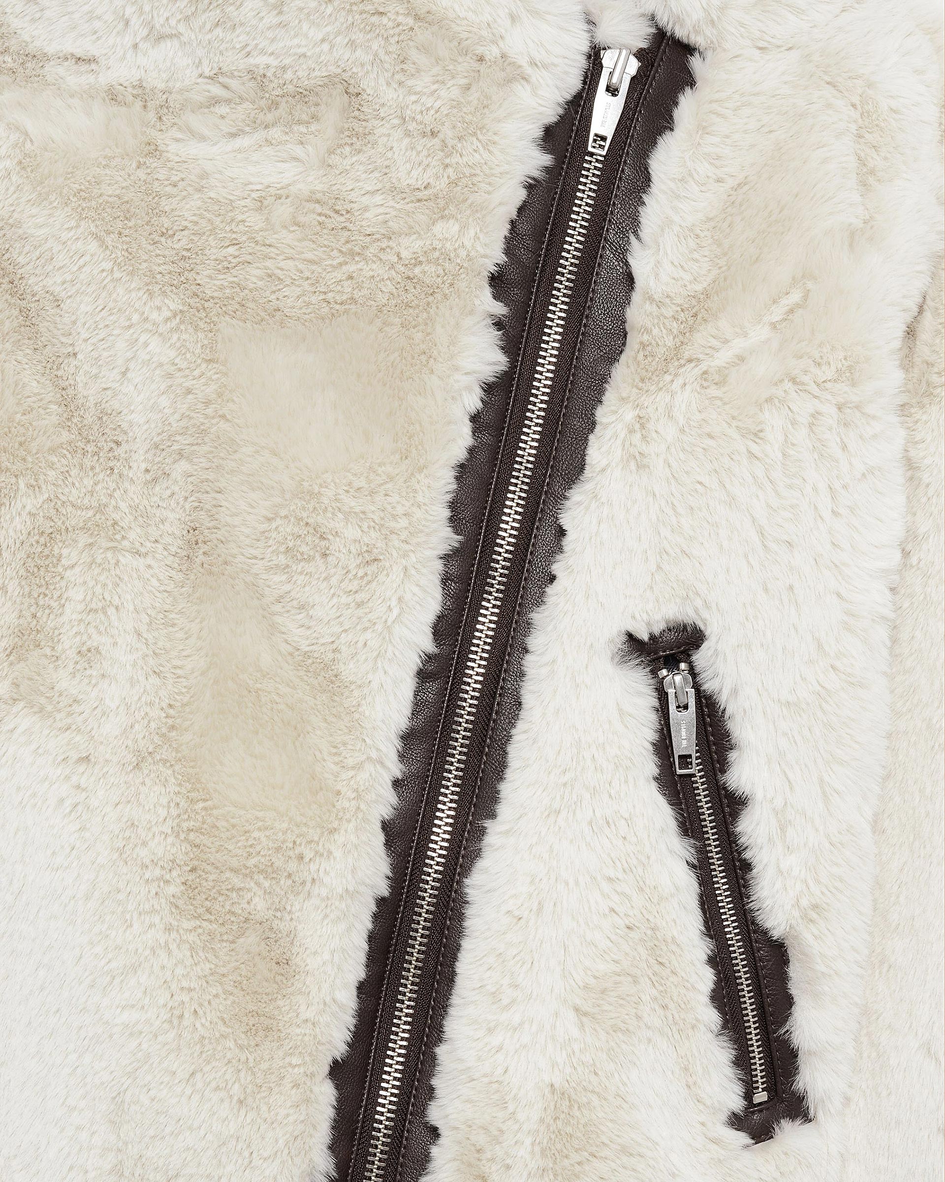 Ecru fur-effect aviator jacket