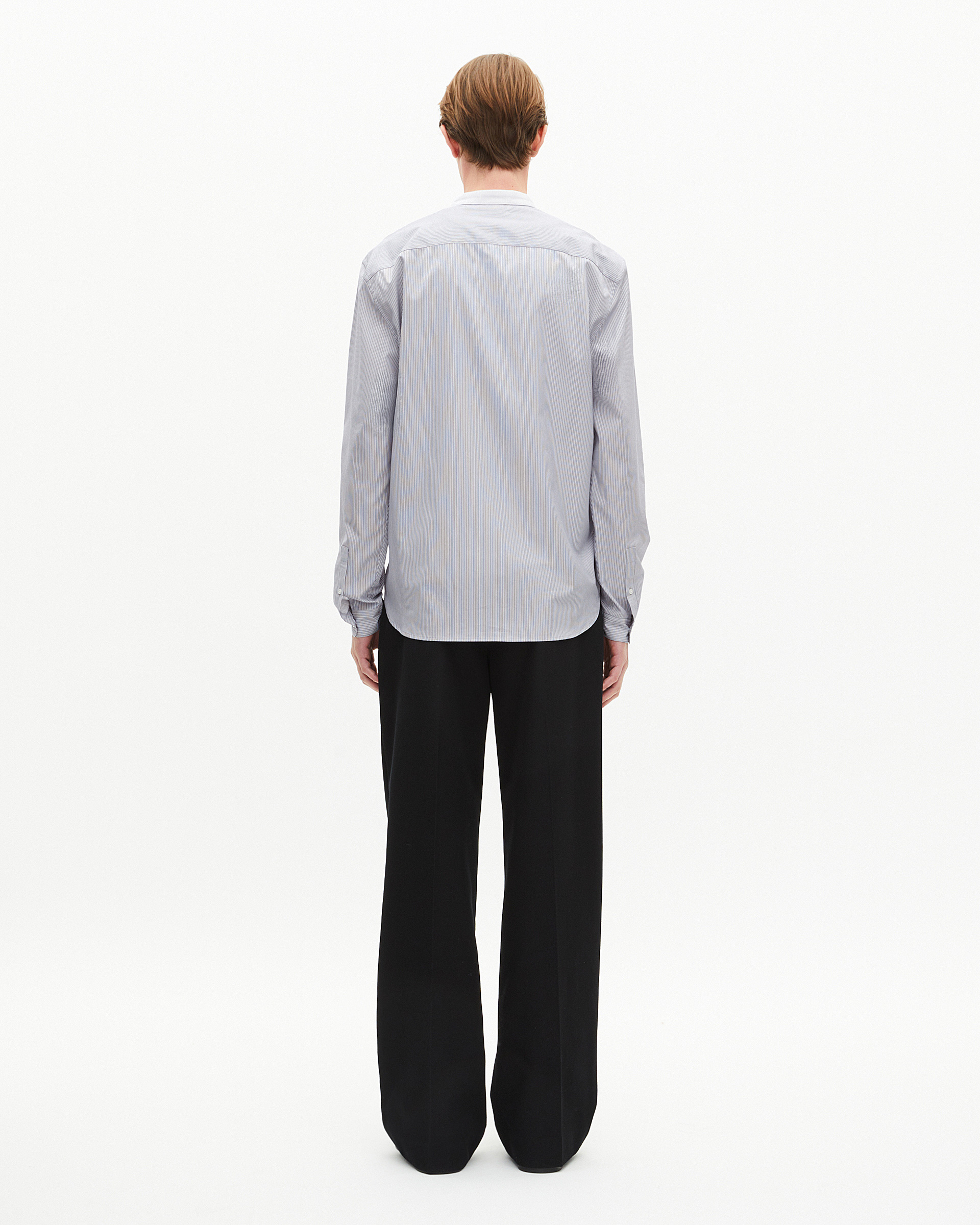 Light blue striped shirt with officer's collar
