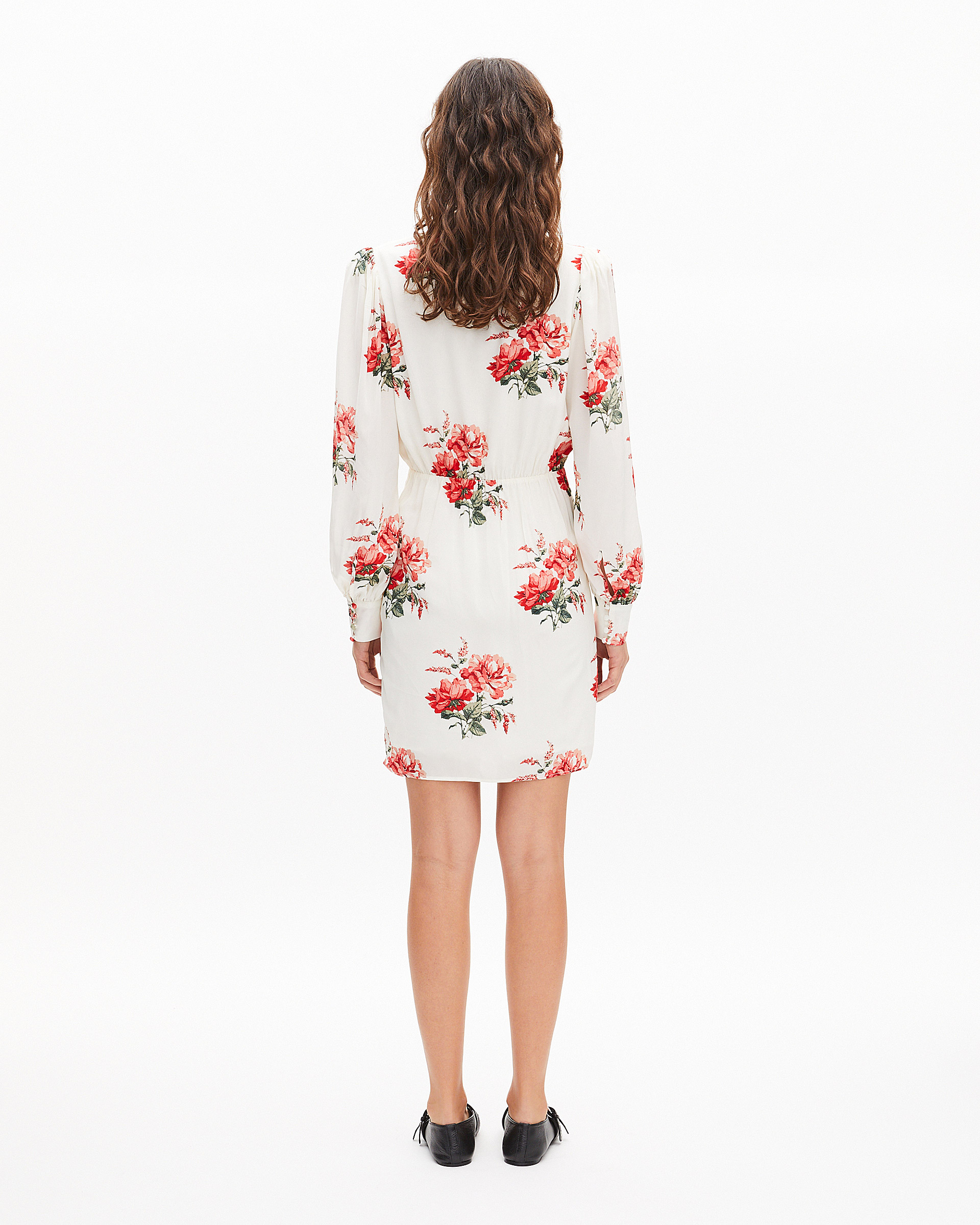White floral print wrap dress