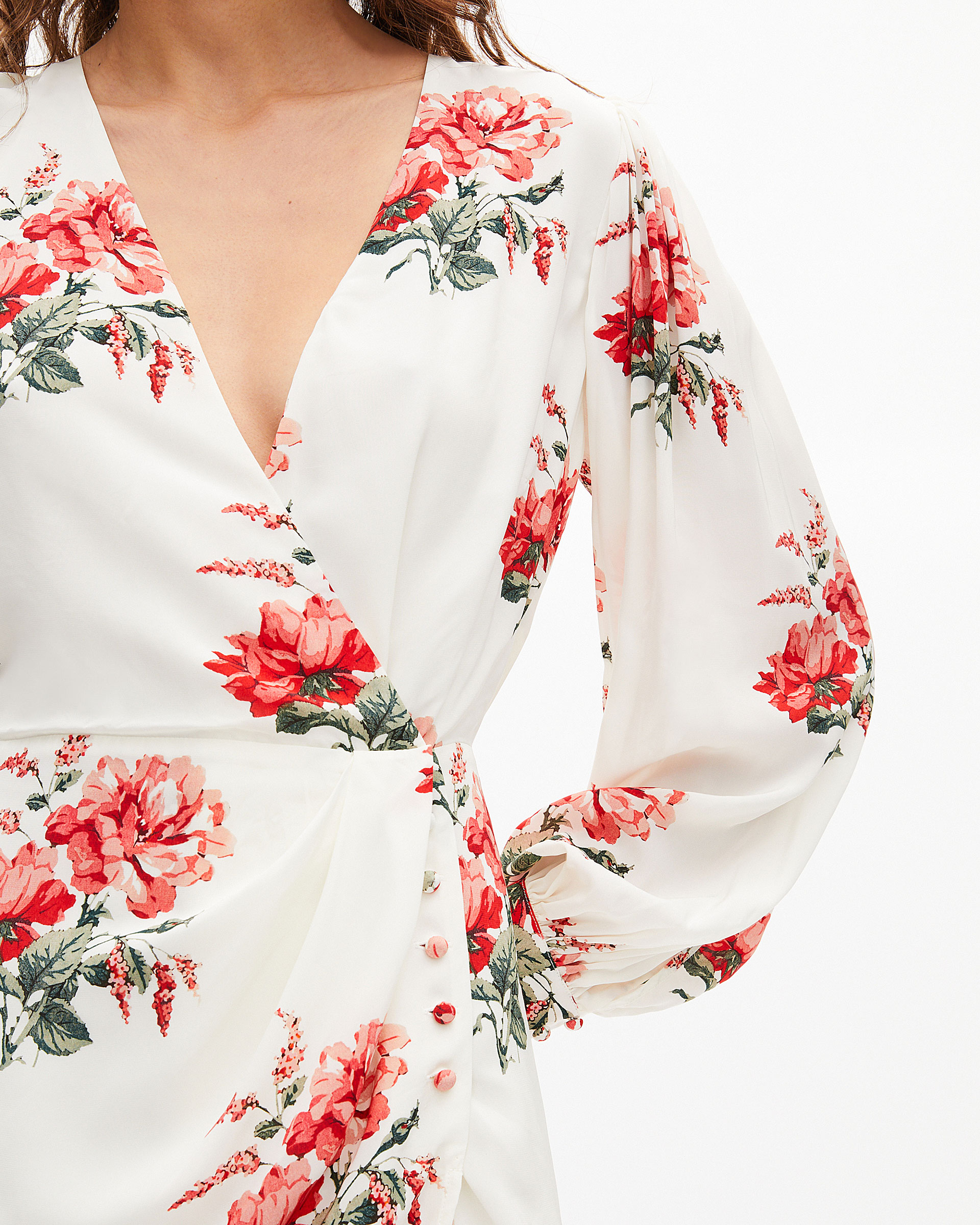 White floral print wrap dress