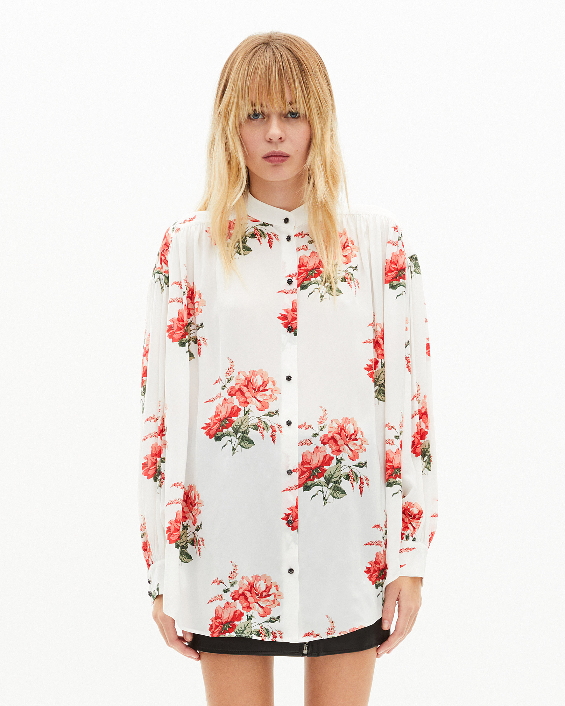 White floral print shirt