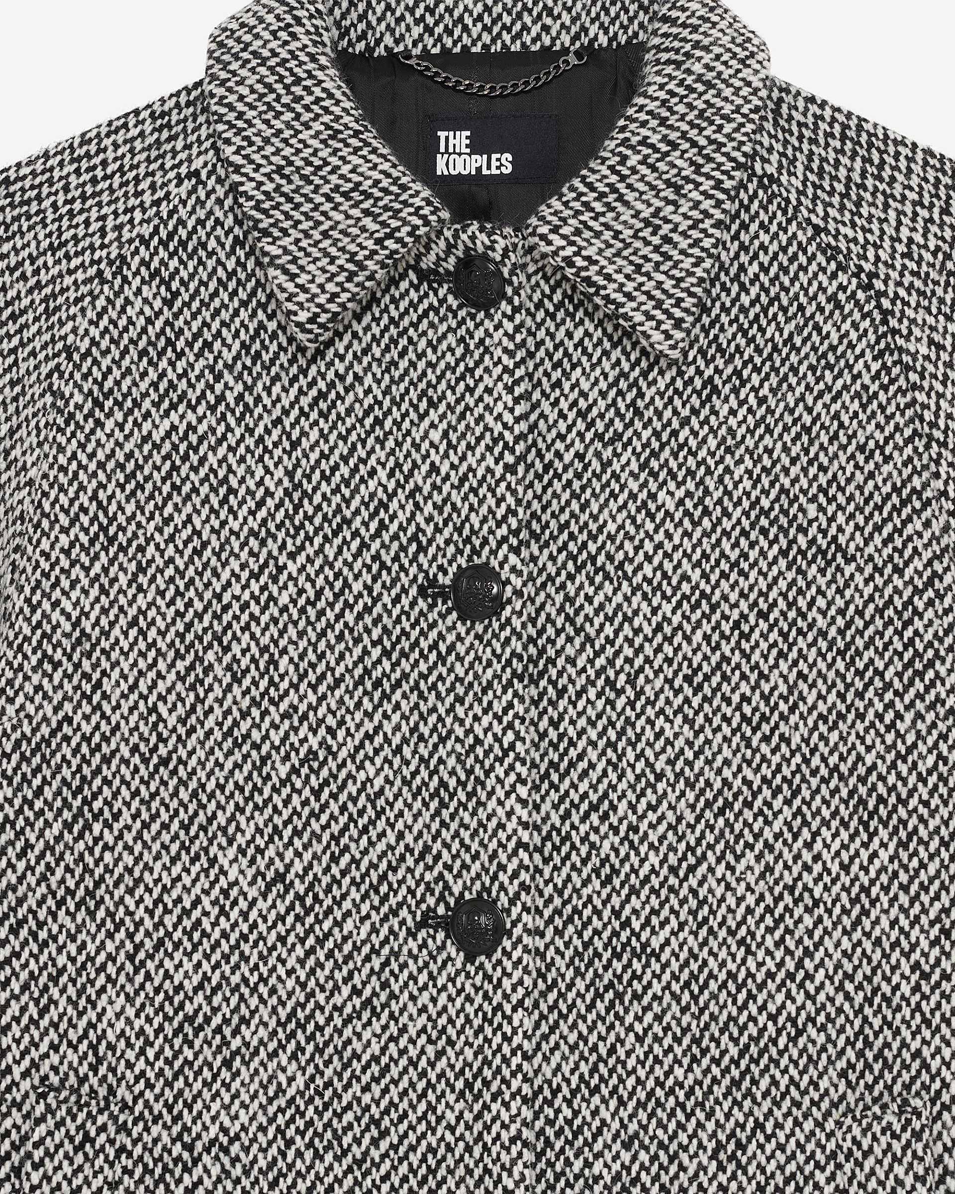 Black and white tweed long coat